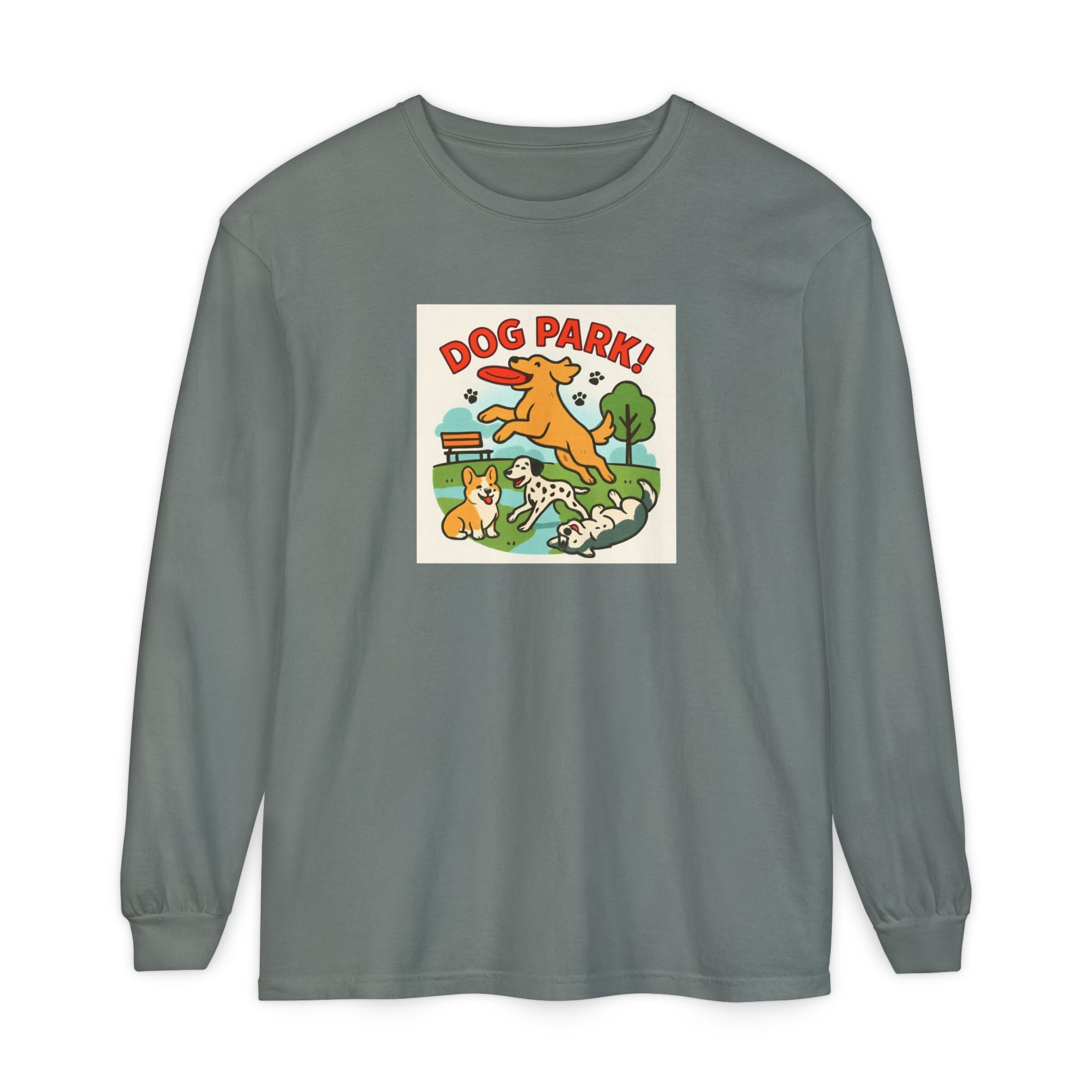 Dog Park Unisex Garment-dyed Long Sleeve T-Shirt