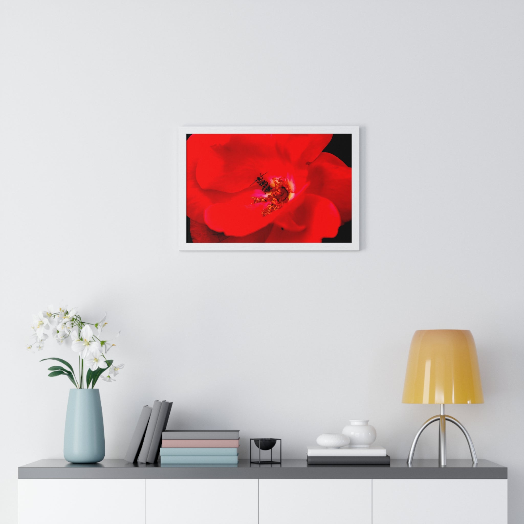 Framed Red Rose Wall Art Poster