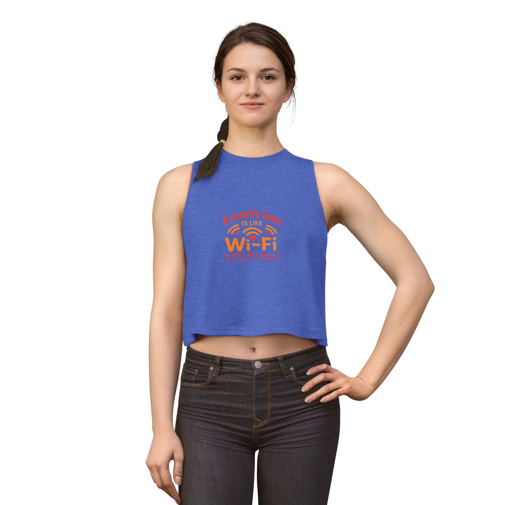 — "A Mom's Love Is Like Wi‑Fi" Mothers Day Graphic Tank Crop Top
