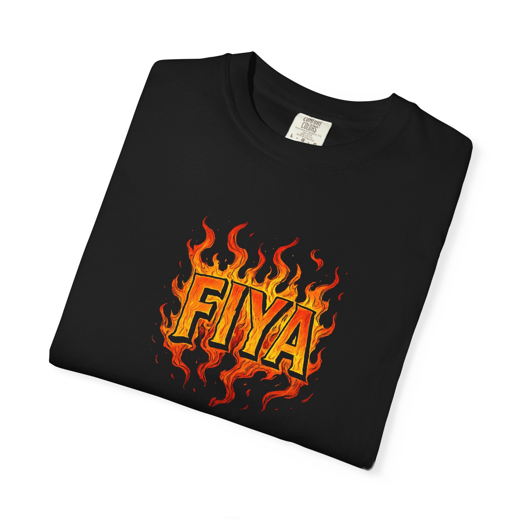 FIYA Flame Graphic T‑Shirt — Retro Fire Lettering Tee (Original Art)