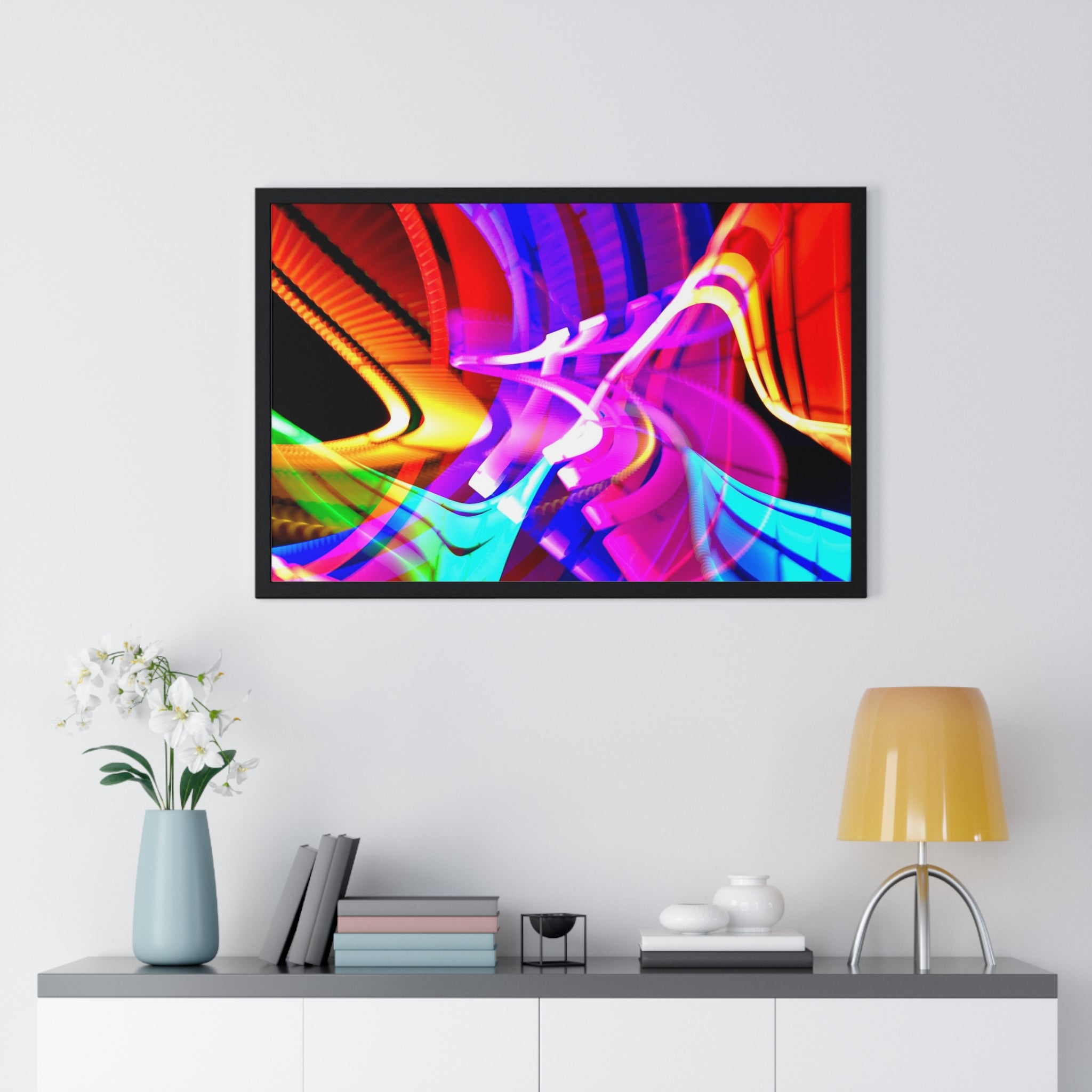 Original Light Painting Photograph Framed Colorful Wall Art