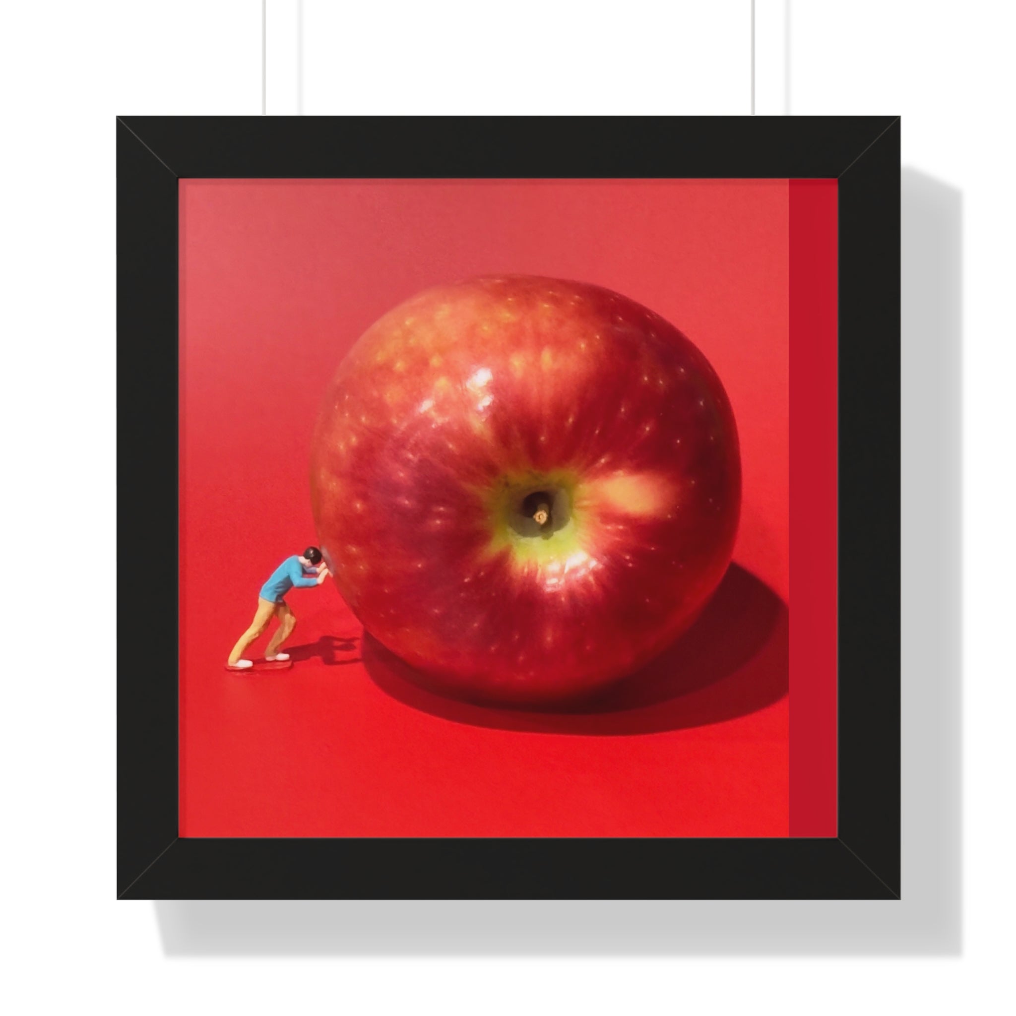 Framed Poster Giant Red Apple (Surreal Wall Art)