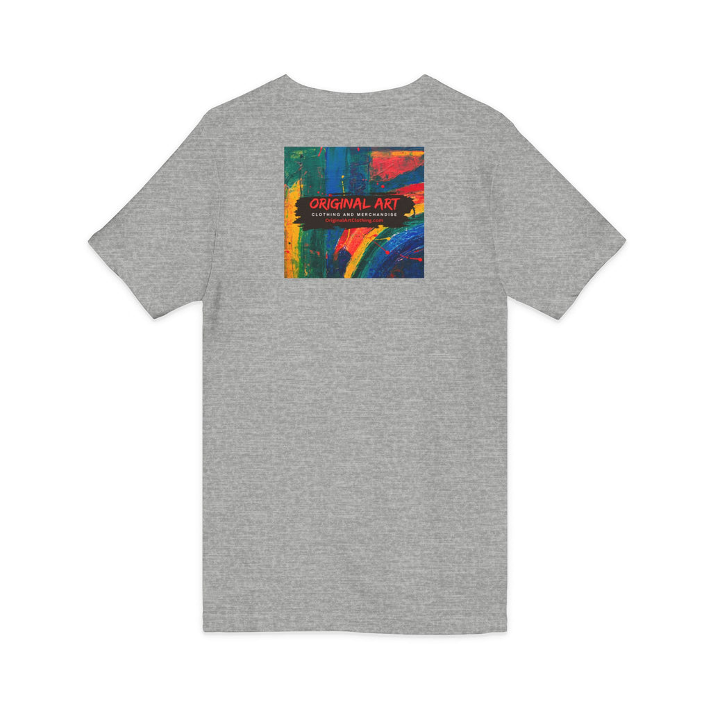 "Fancy" Colorblock V-Neck Tee — 'Fancy' Front Logo & Abstract 'Original Art' Back Print