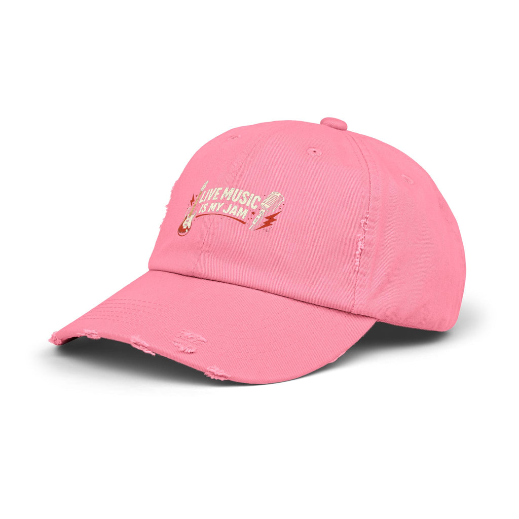 Live Music Is My Jam Distressed Cap — Guitar Fan Baseball Hat