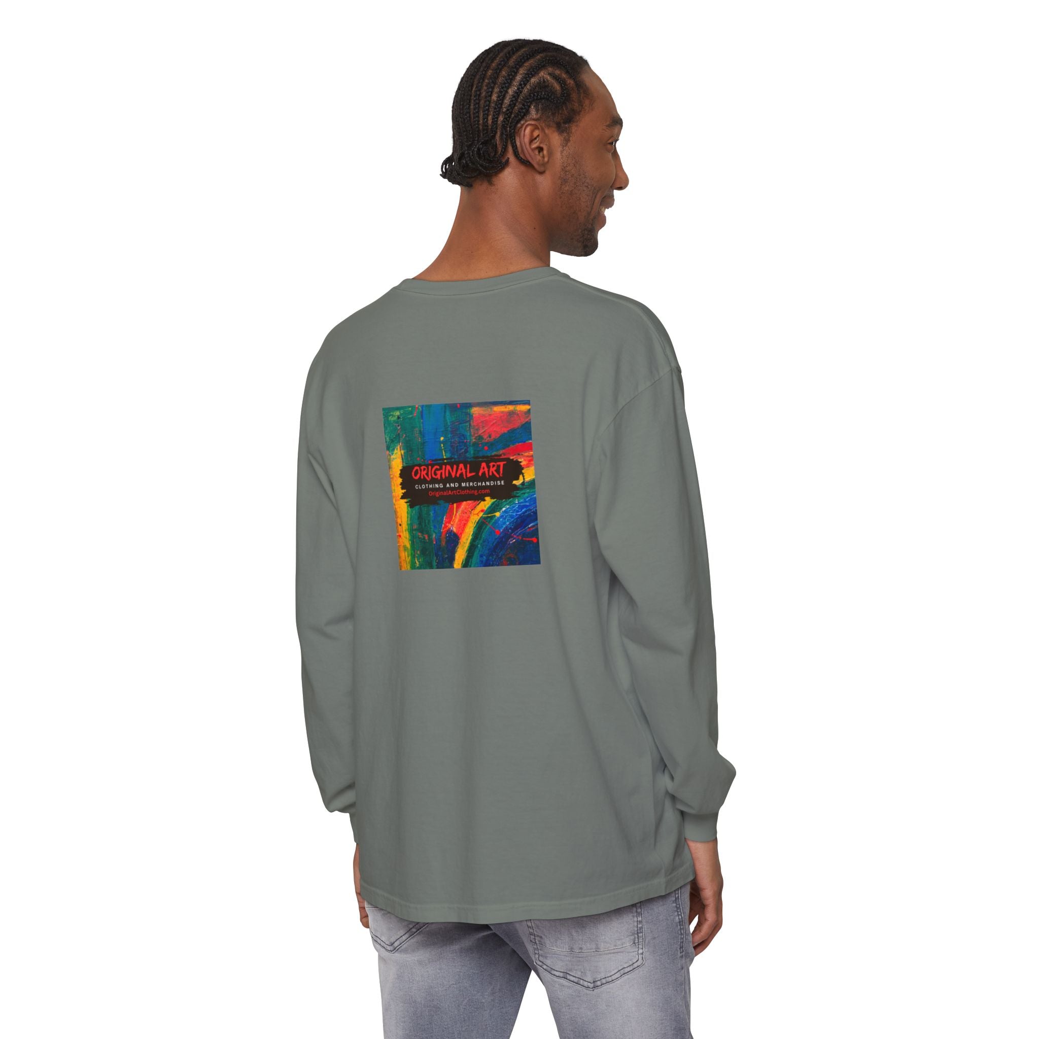 I Teach. Kids First. Long Sleeve Teacher T-Shirt — Colorful 'Original Art' Back Print