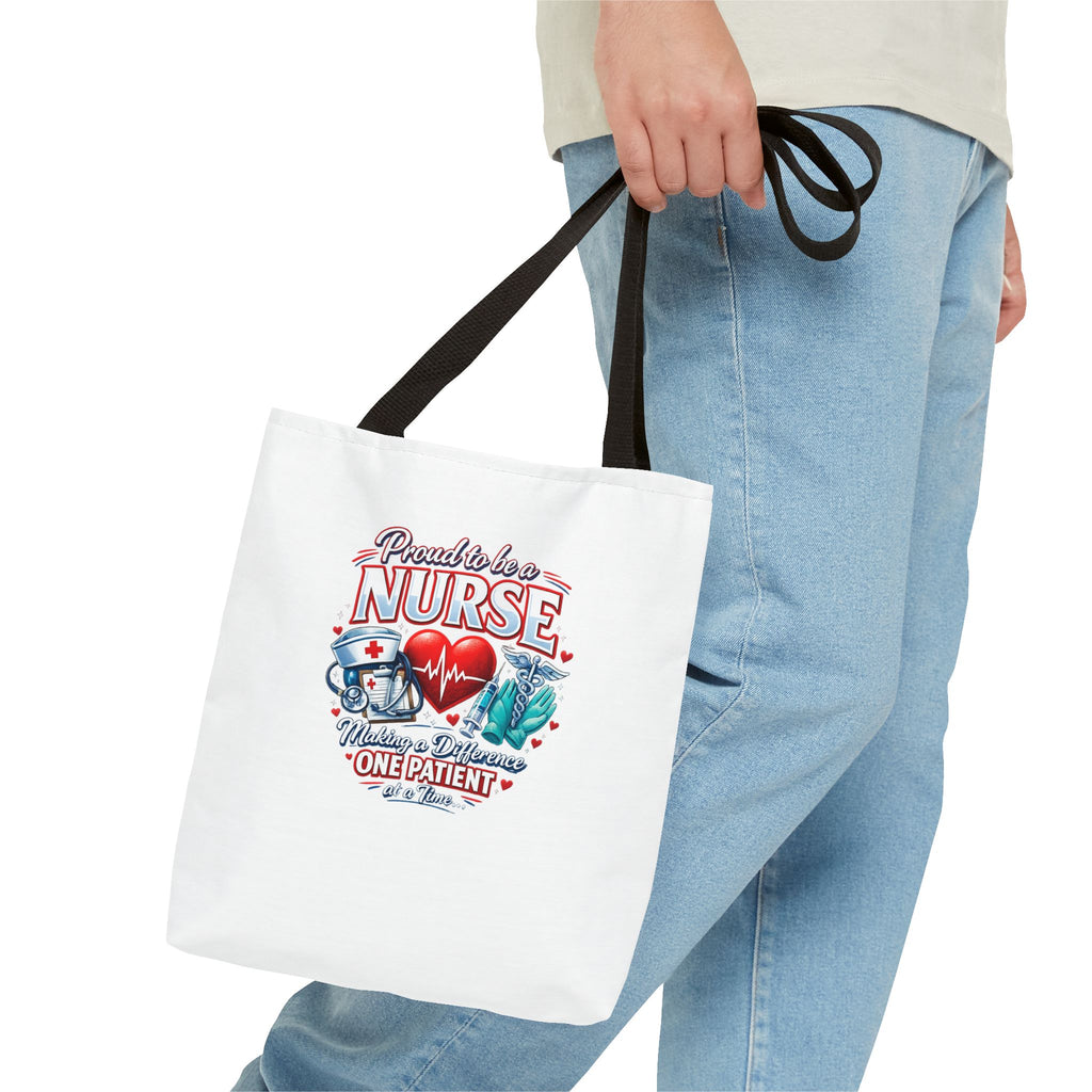 Nurse Tote Bag - "Proud to be a Nurse" Medical Heartbeat Design