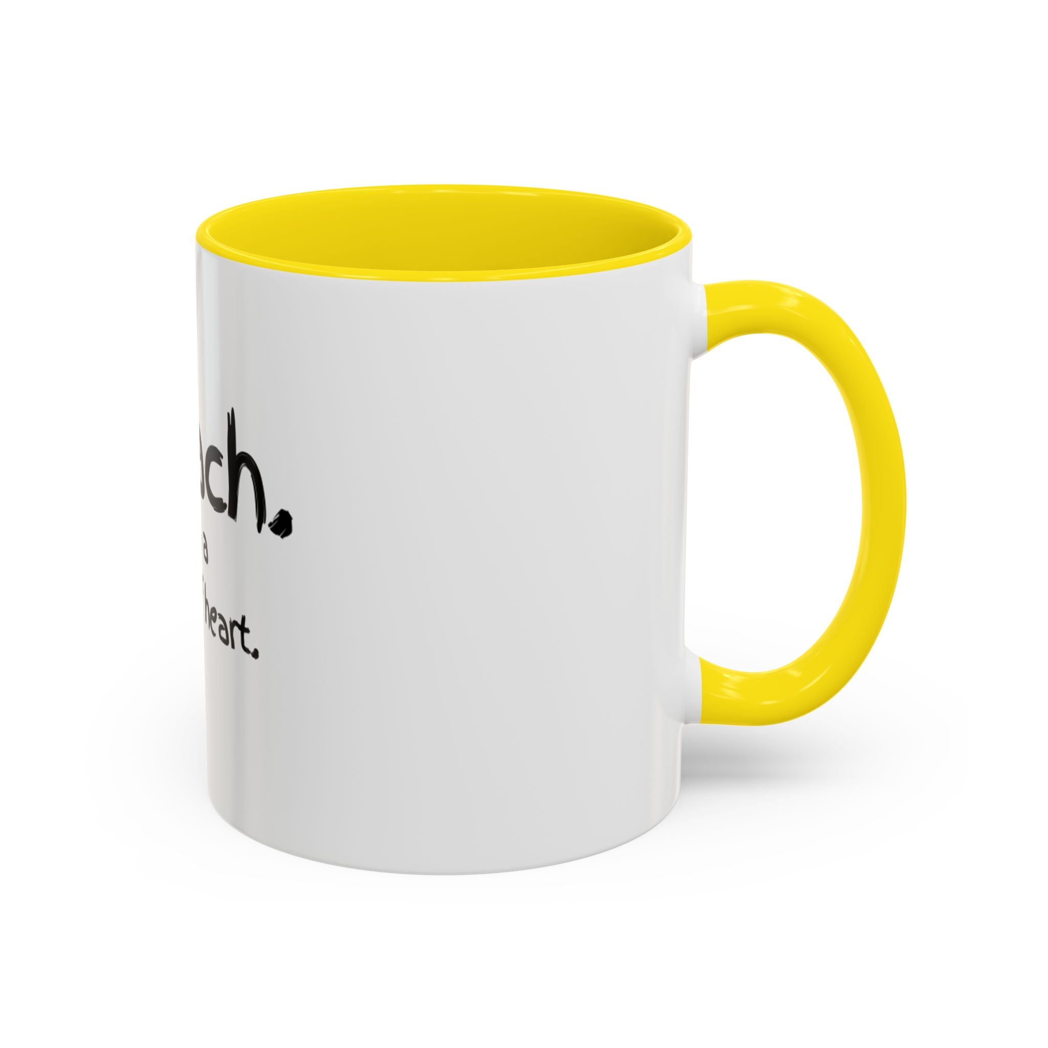 Teacher Coffee Mug — "I teach. It's a work of heart." Accent Black-Trim Mug (11/15oz)