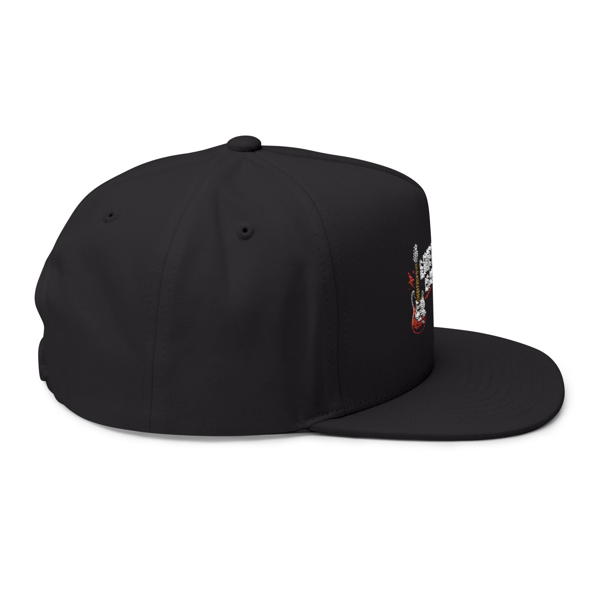 Live Music Is My Jam Embroidered Flat Bill Cap — Guitar & Mic Music Lover Snapback