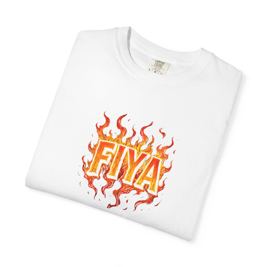 FIYA Flame Graphic T‑Shirt — Retro Fire Lettering Tee (Original Art)