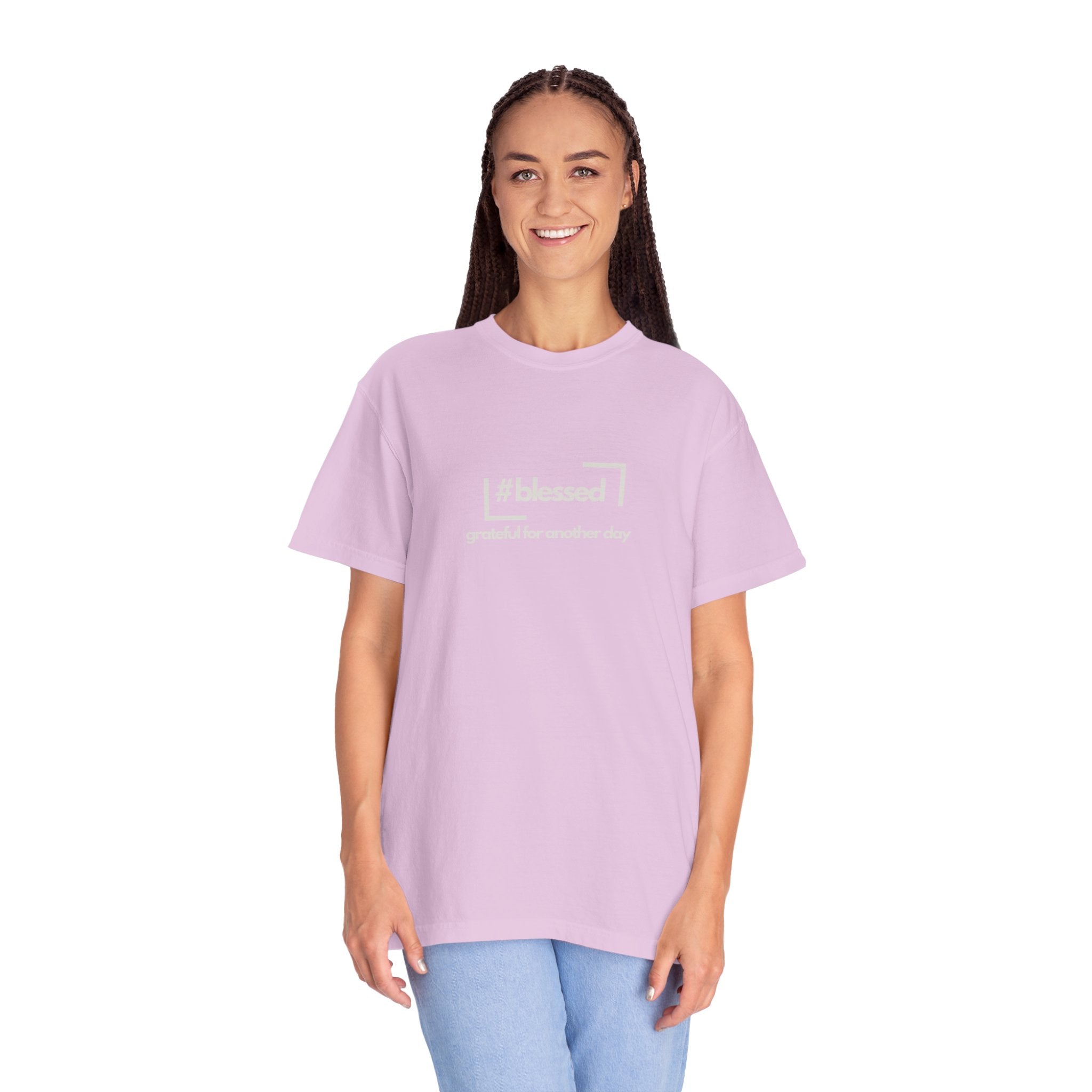 Blessed Hashtag T-Shirt — "#blessed grateful for another day" Casual Graphic Tee