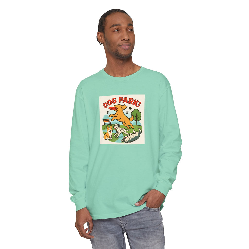 Dog Park Unisex Garment-dyed Long Sleeve T-Shirt