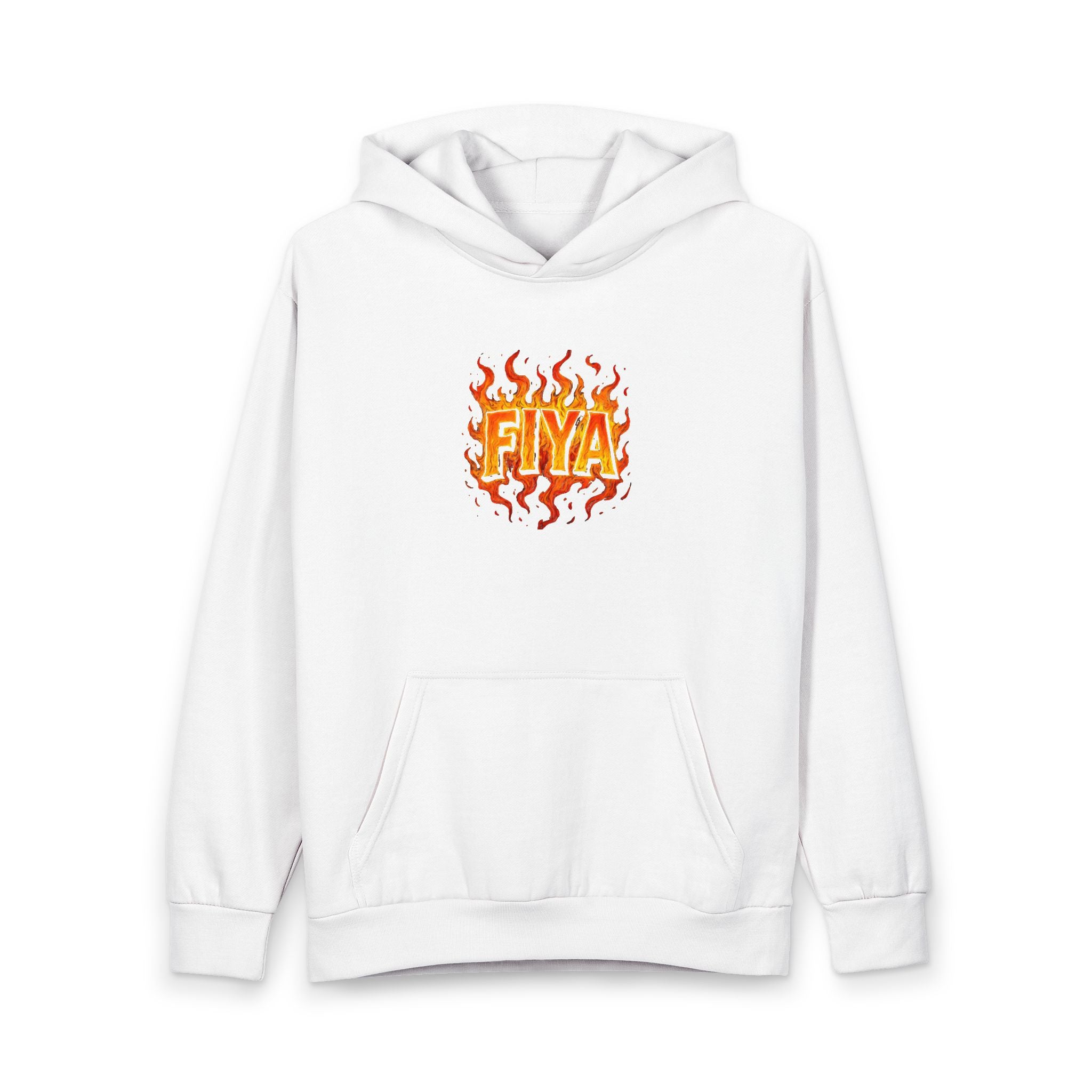 "Fiya" Flame Hoodie — Graphic Streetwear Pullover with 'FIYA' Fire Logo