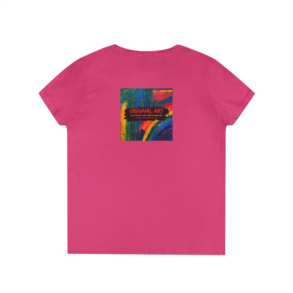 "Fancy" V-Neck Tee — 'Fancy' Cute Rainbow Graphic