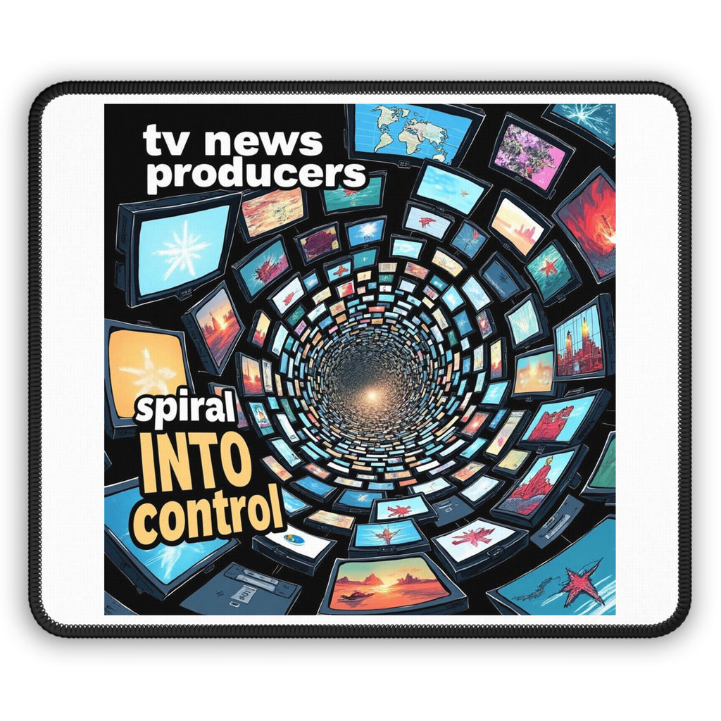 "TV News Producers Spiral Into Control" Mouse Pad | Office Decor, Gift for Gamers, Desk Accessory, Computer Setup, Gaming Accessories