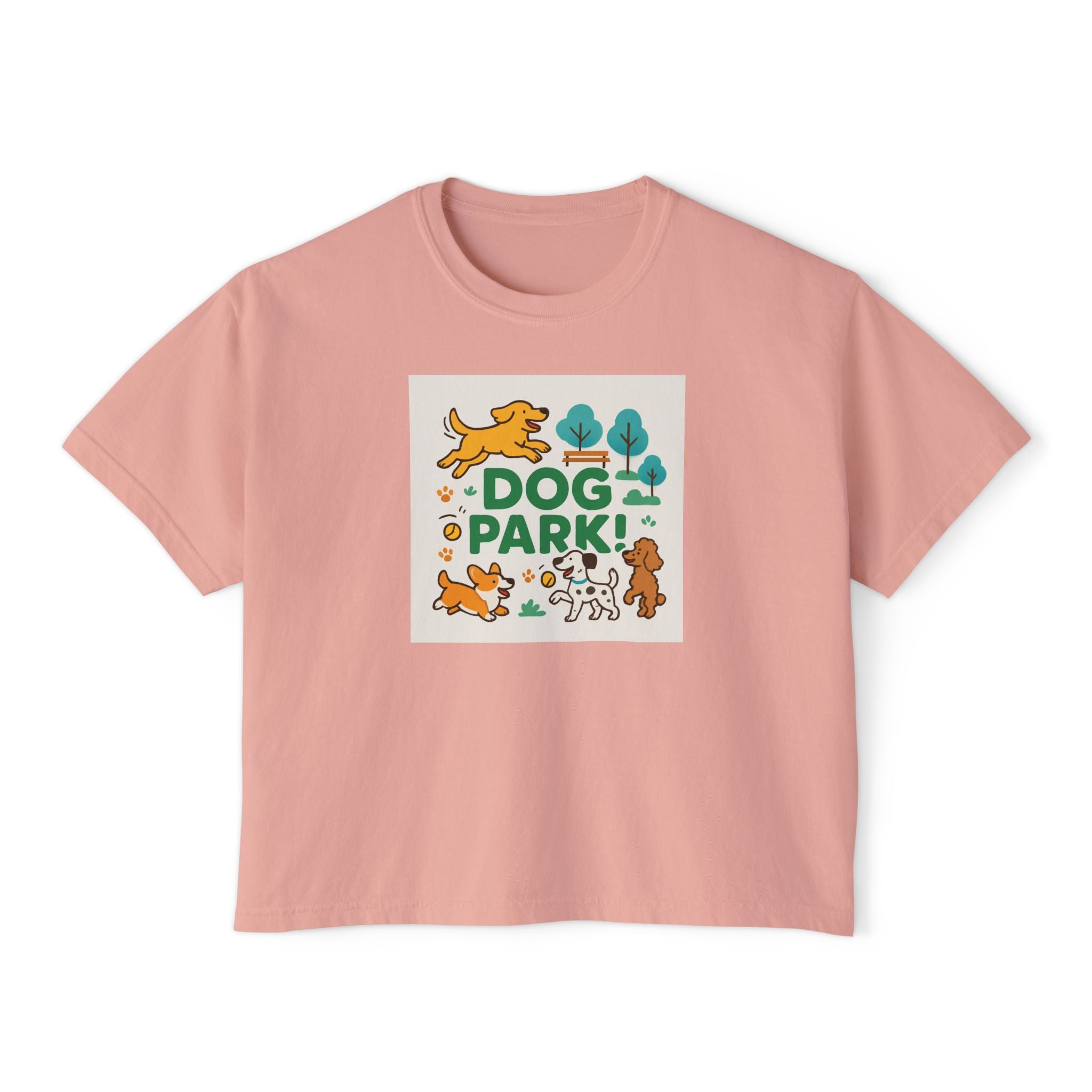 Dog Park Women's Boxy Tee, Cute Pet Lover Shirt, Casual Tee for Dog Owners, Gift for Dog Lovers, Fun T-Shirt for Pet Days