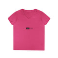 Game Changer Ladies' V-Neck T-Shirt — Minimal Front Logo & Colorful Back Art
