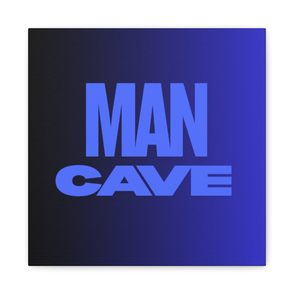 Man Cave Canvas Wall Art — Bold Blue Typography Home Decor