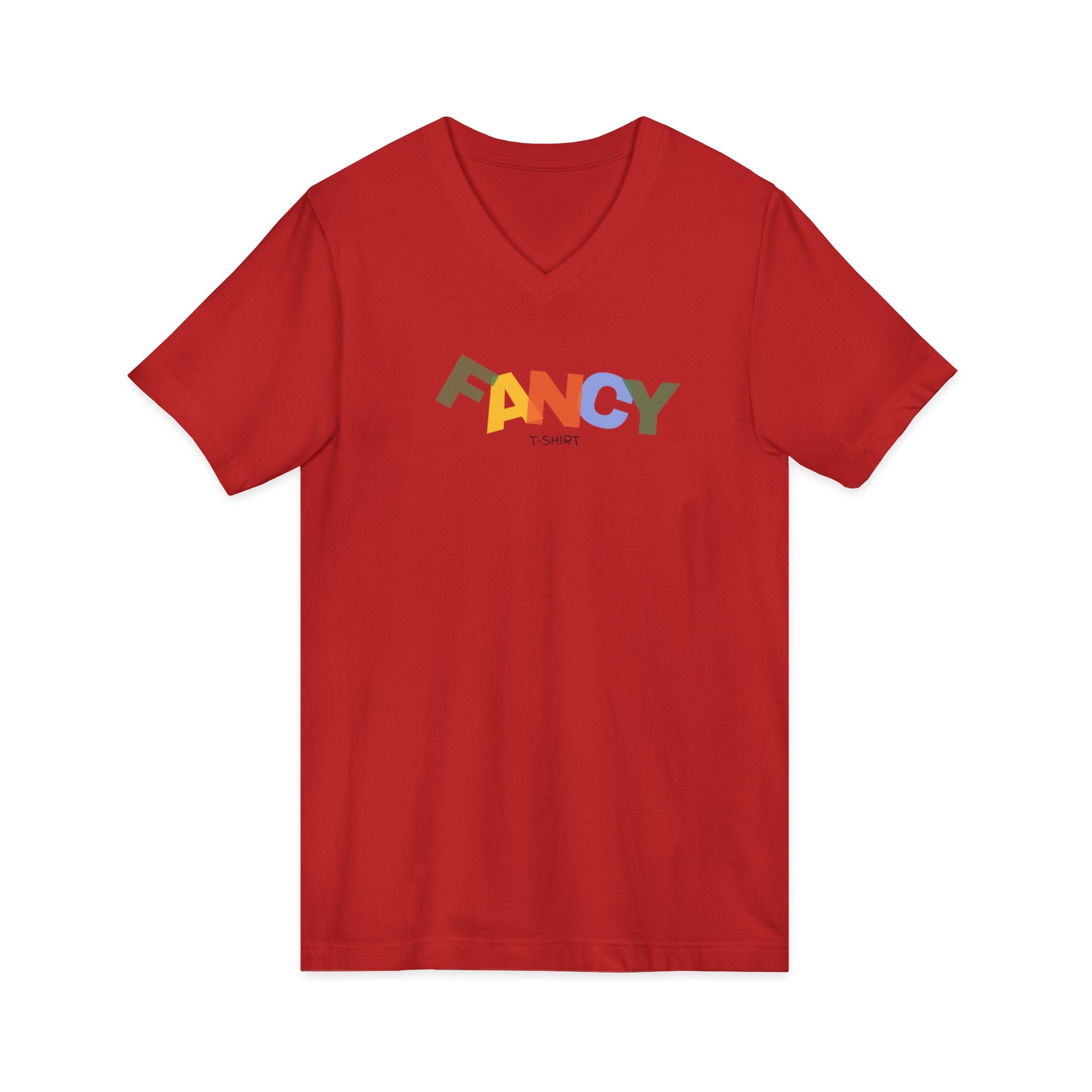 "Fancy" Colorblock V-Neck Tee — 'Fancy' Front Logo & Abstract 'Original Art' Back Print