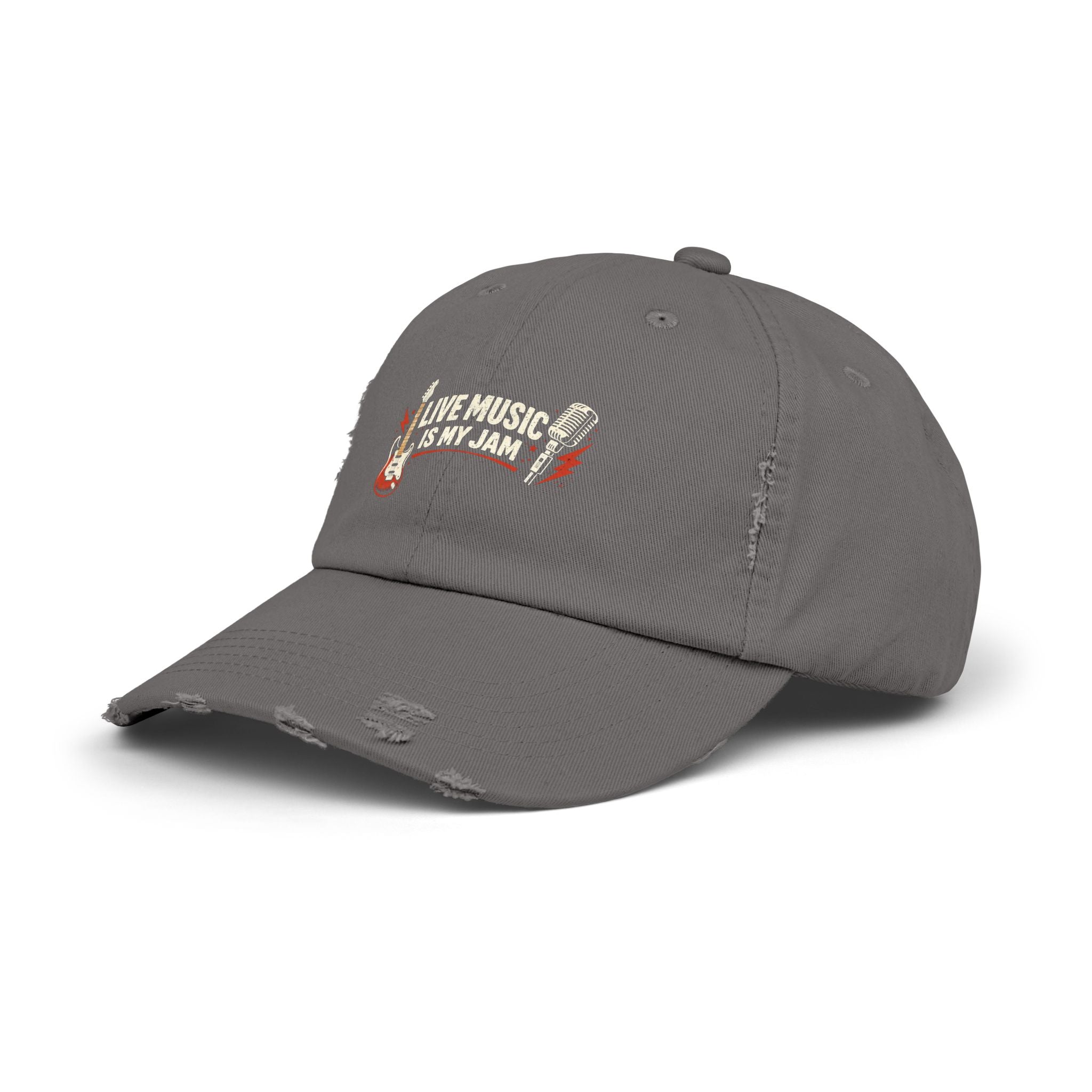 Live Music Is My Jam Distressed Cap — Guitar Fan Baseball Hat