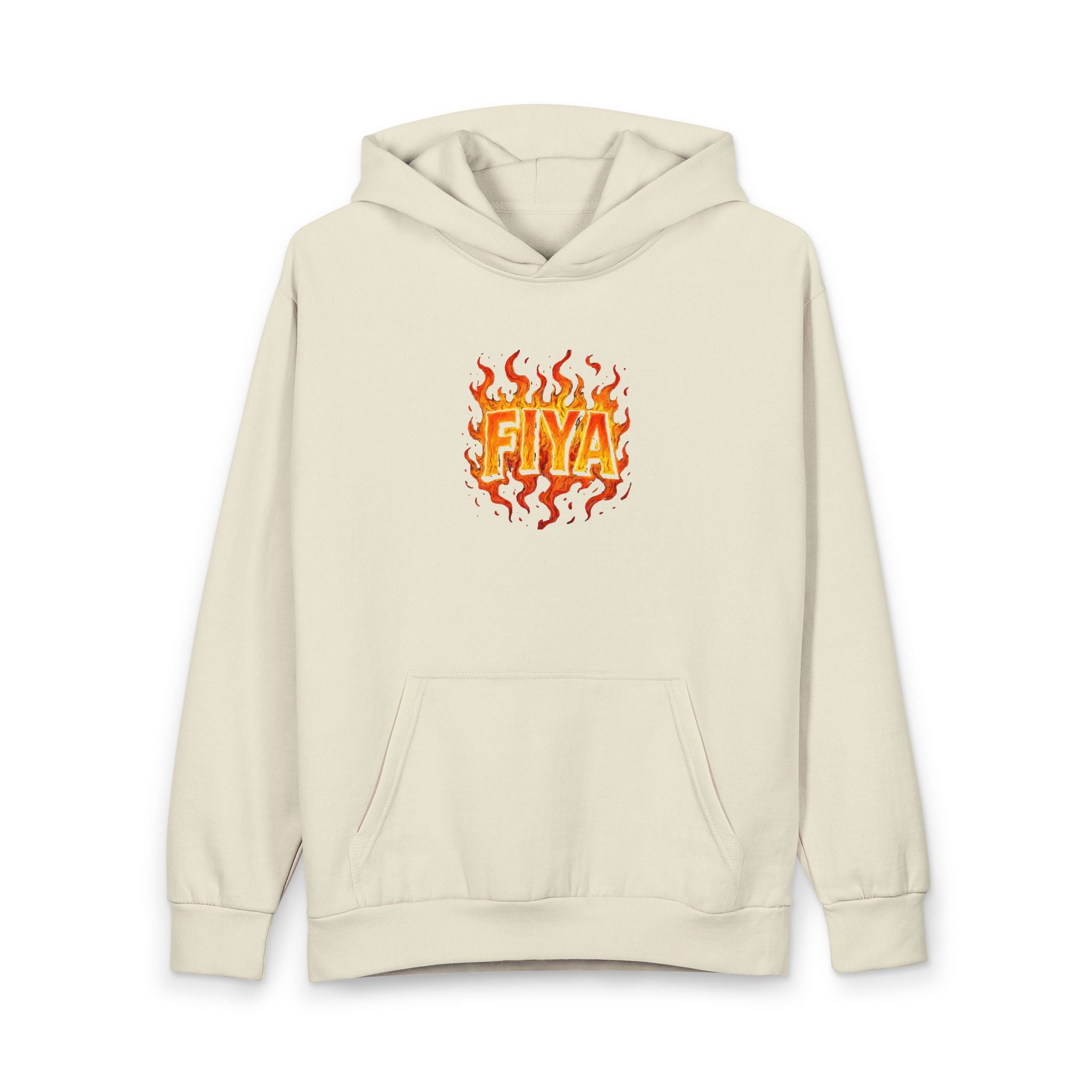 "Fiya" Flame Hoodie — Graphic Streetwear Pullover with 'FIYA' Fire Logo