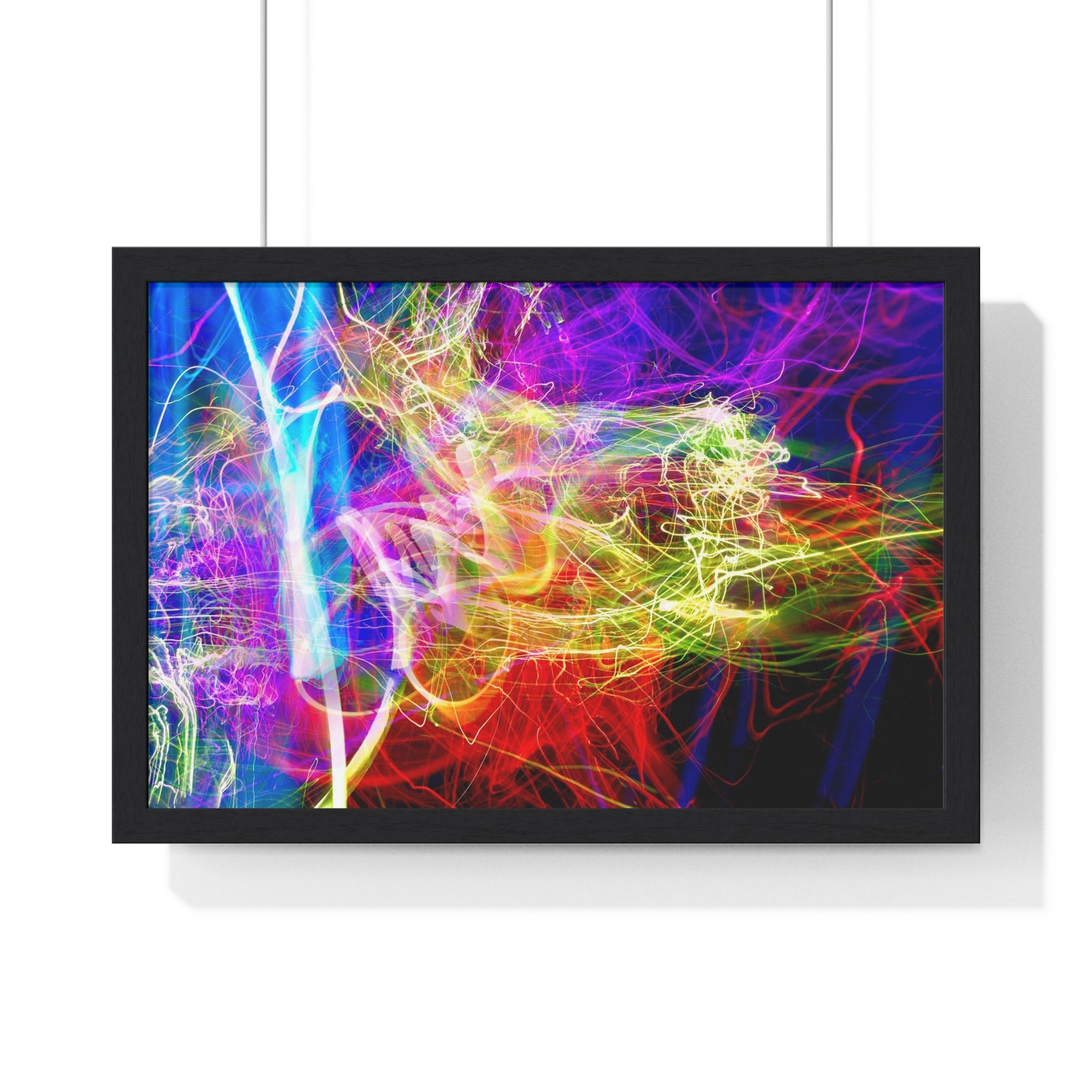 Abstract Light Painting Photography Framed Poster — Vibrant Colorful Wall Art