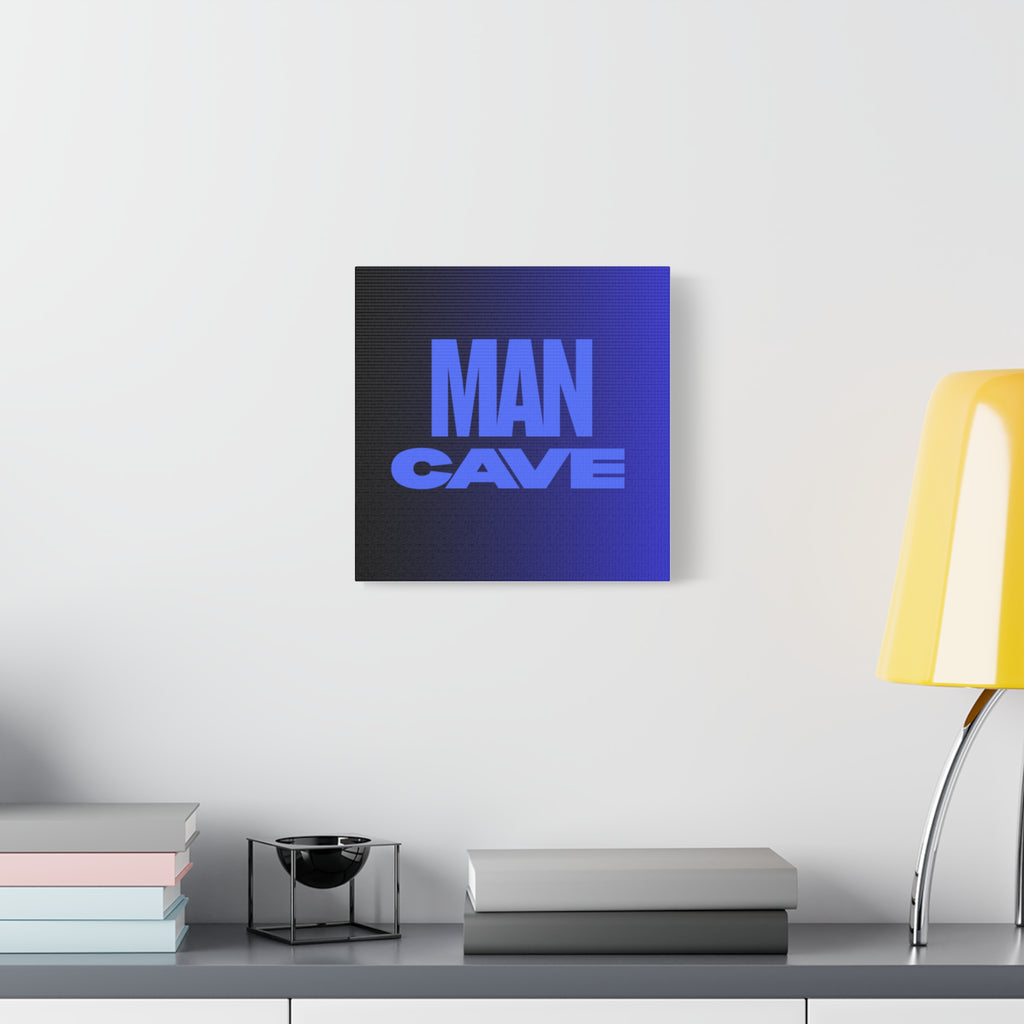 Man Cave Canvas Wall Art — Bold Blue Typography Home Decor