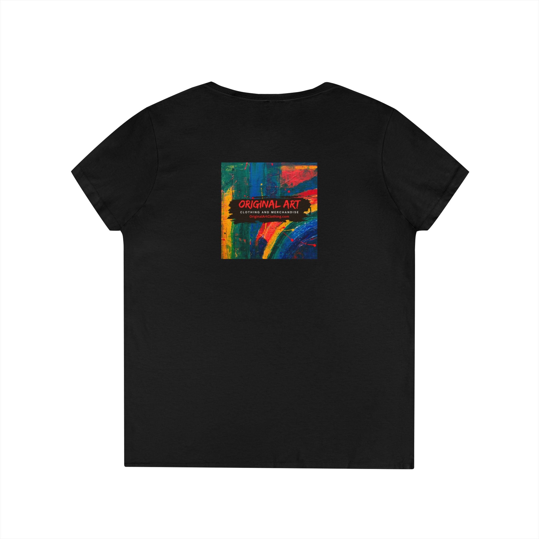 "Fancy" V-Neck Tee — 'Fancy' Cute Rainbow Graphic