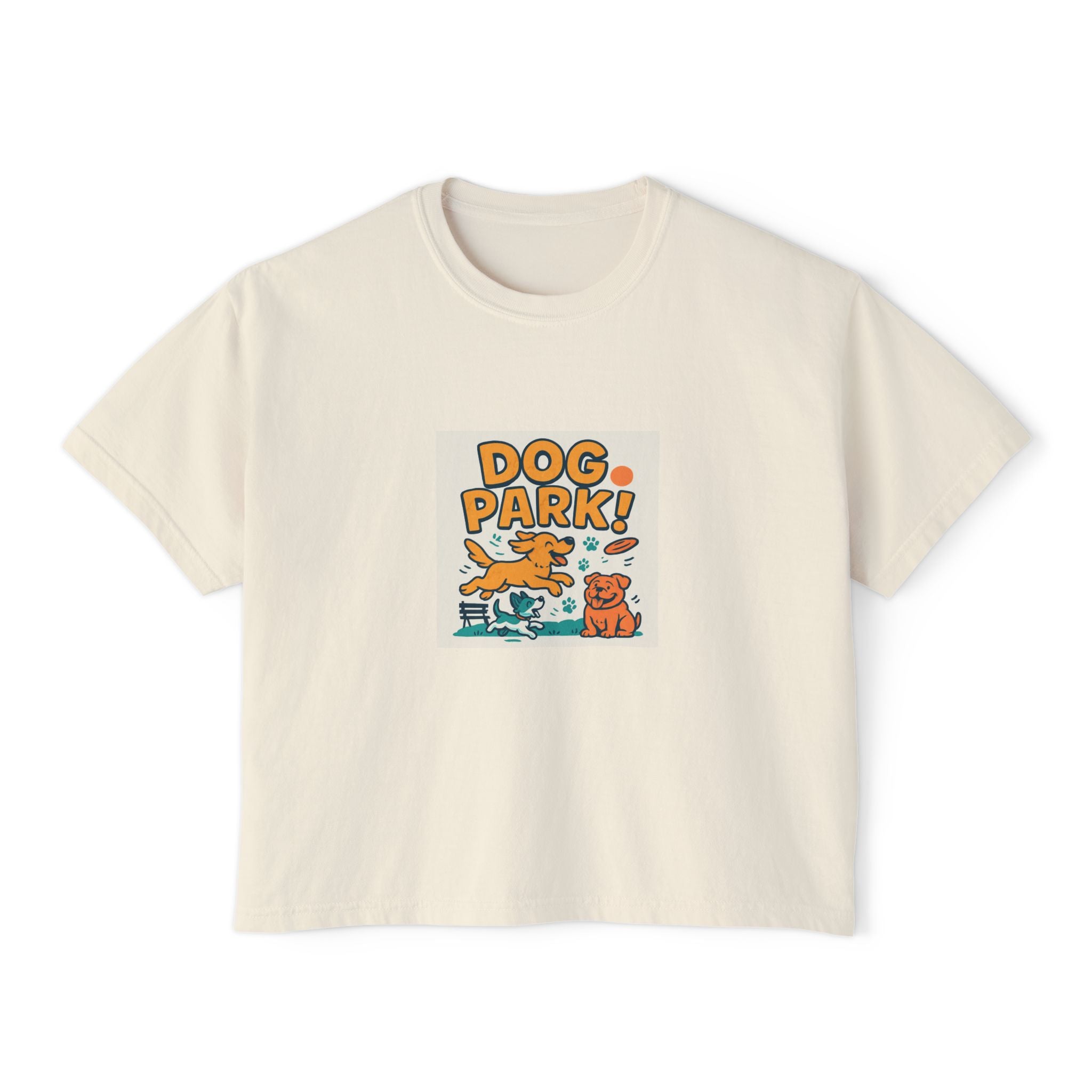 Dog Park Women's Boxy Tee, Cute Pet Lover Shirt, Casual Dog Mom Top, Gift for Dog Lovers, Summer Dog Apparel