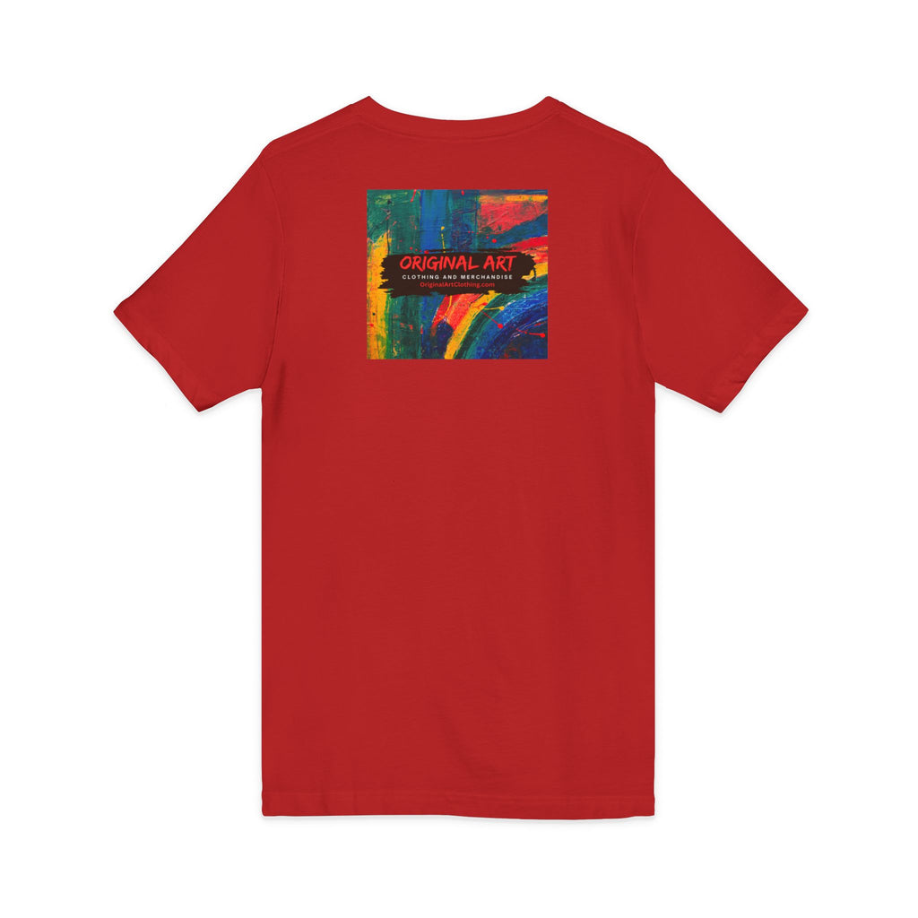 "Fancy" Colorblock V-Neck Tee — 'Fancy' Front Logo & Abstract 'Original Art' Back Print