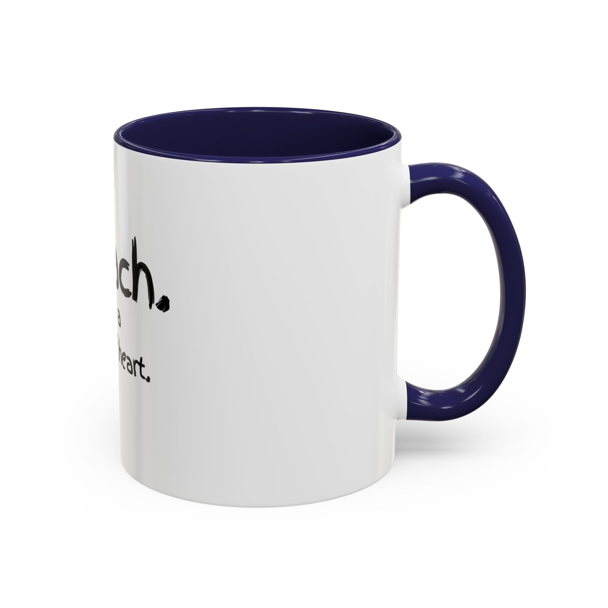 Teacher Coffee Mug — "I teach. It's a work of heart." Accent Black-Trim Mug (11/15oz)
