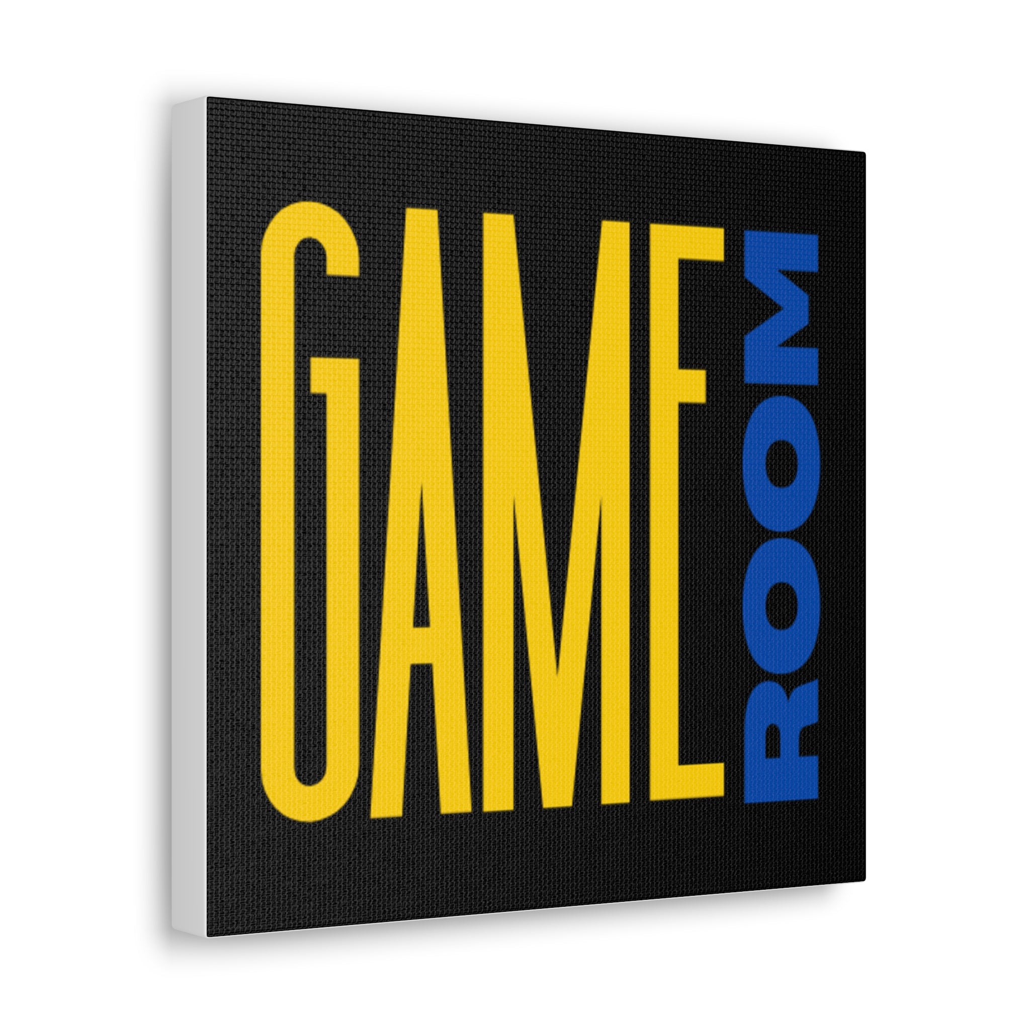 Game Room Canvas Wall Art – Bold Yellow & Blue Typography