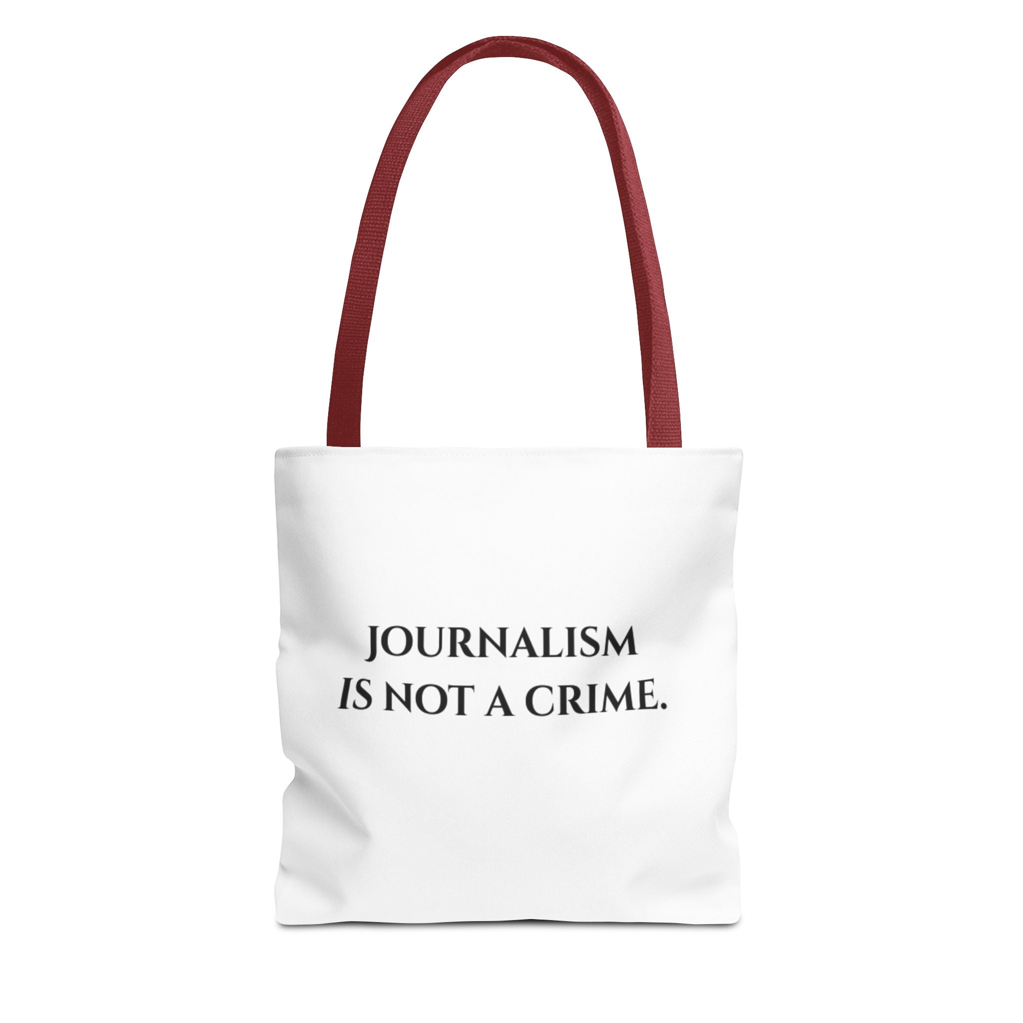 Journalism Is Not a Crime Tote Bag — Protest Statement Canvas Tote
