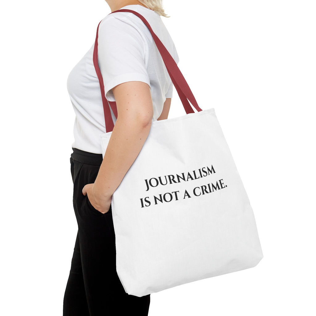 Journalism Is Not a Crime Tote Bag — Protest Statement Canvas Tote