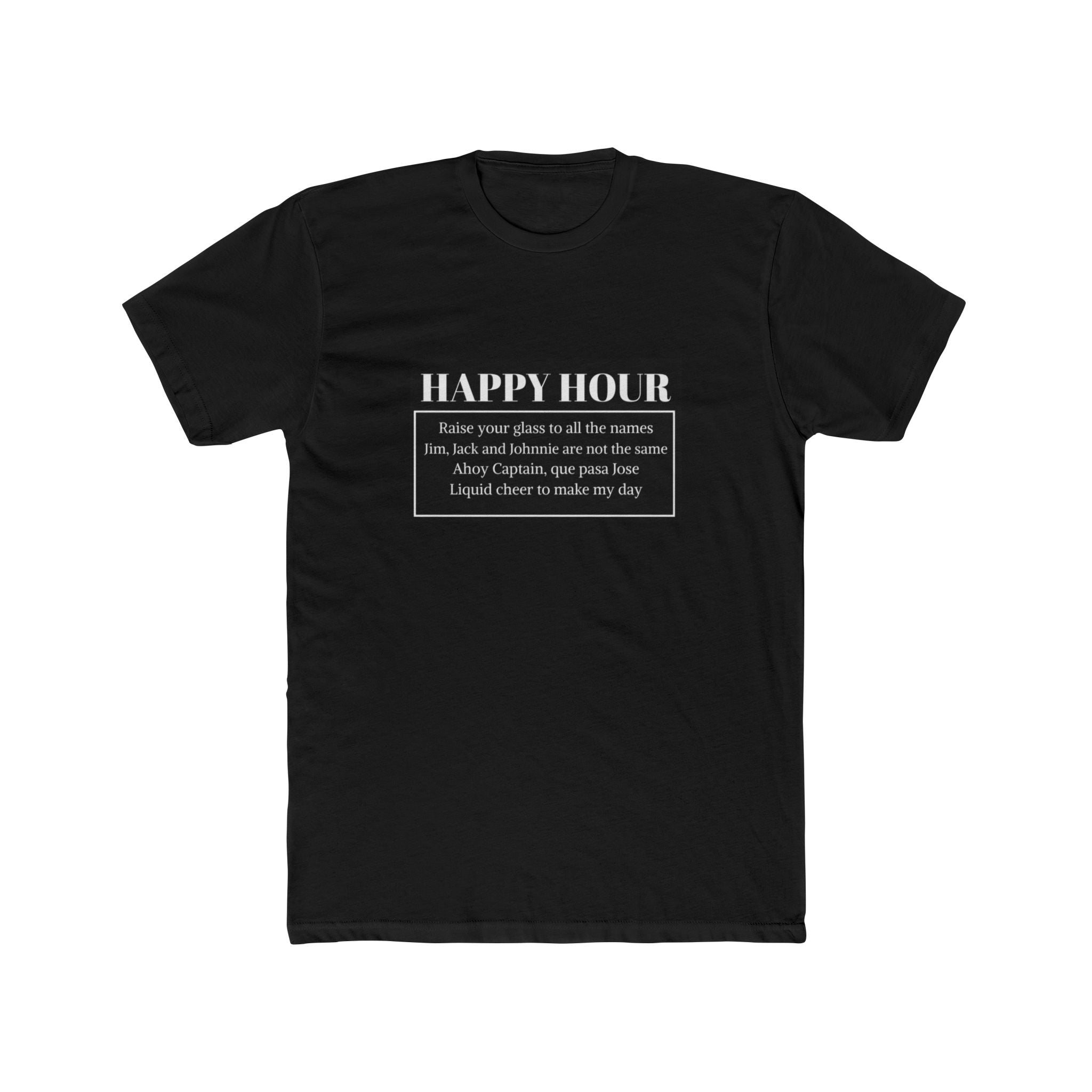 Happy Hour Crew Tee — "Happy Hour" Text Front & Original Art Back Cotton T‑Shirt