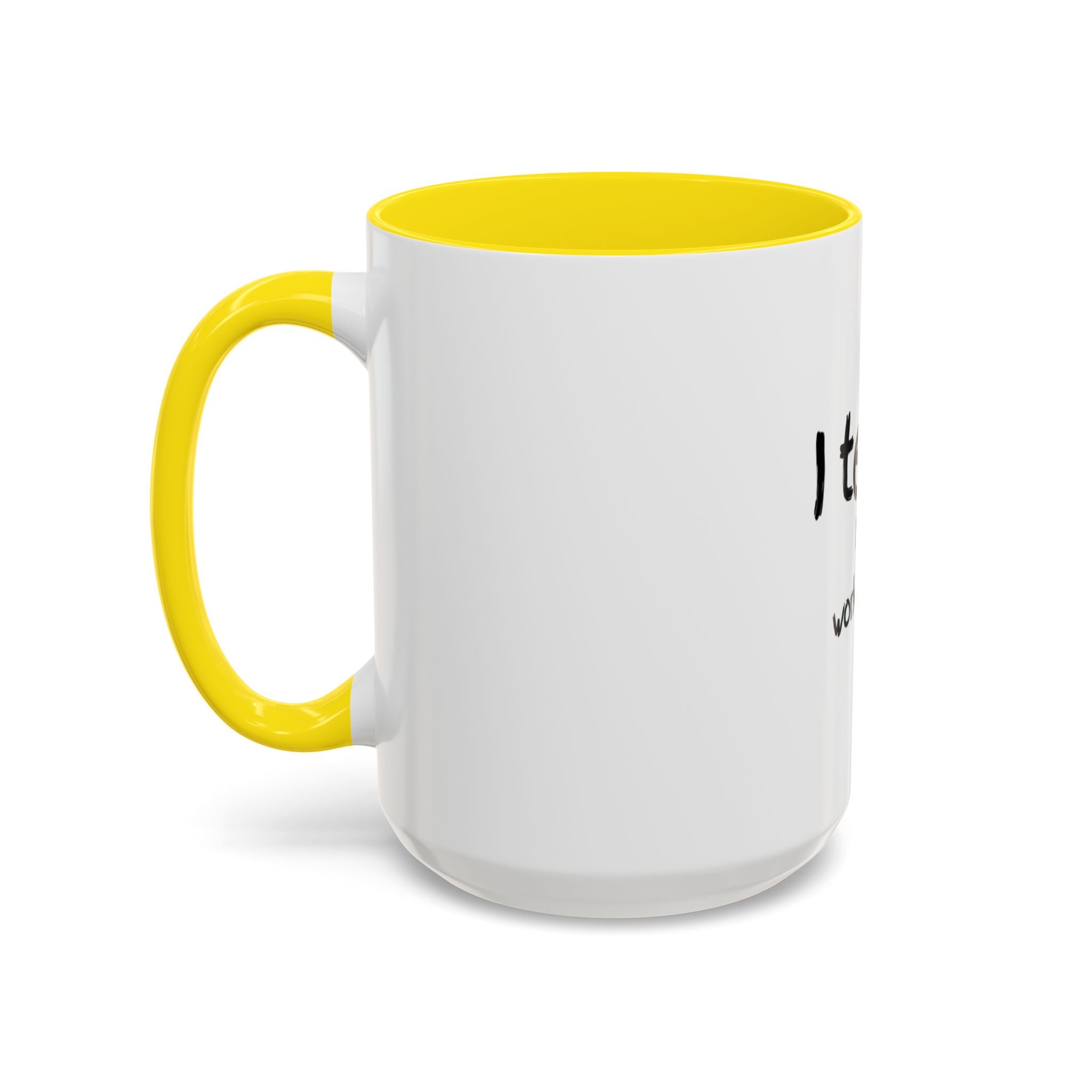 Teacher Coffee Mug — "I teach. It's a work of heart." Accent Black-Trim Mug (11/15oz)