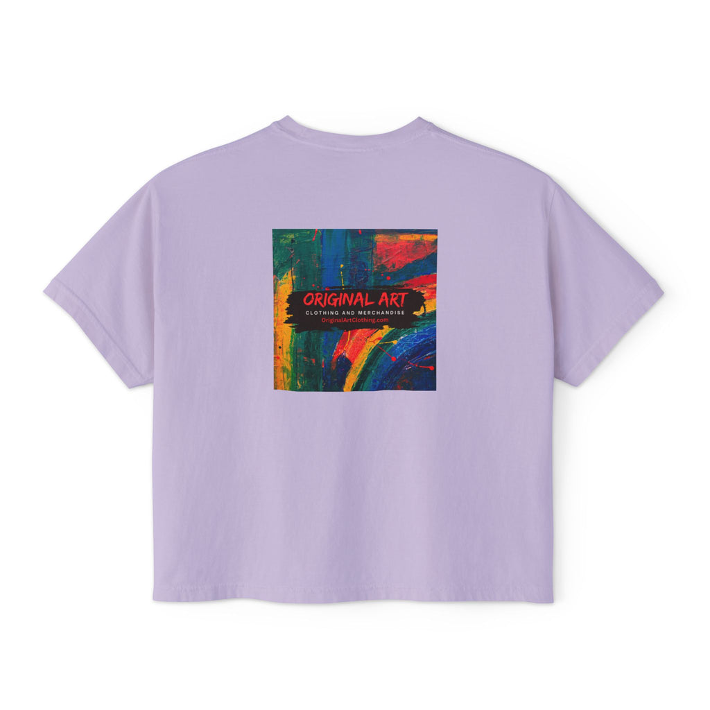Fancy Rainbow Boxy Tee — Colorful 'Fancy' Graphic Women's Shirt
