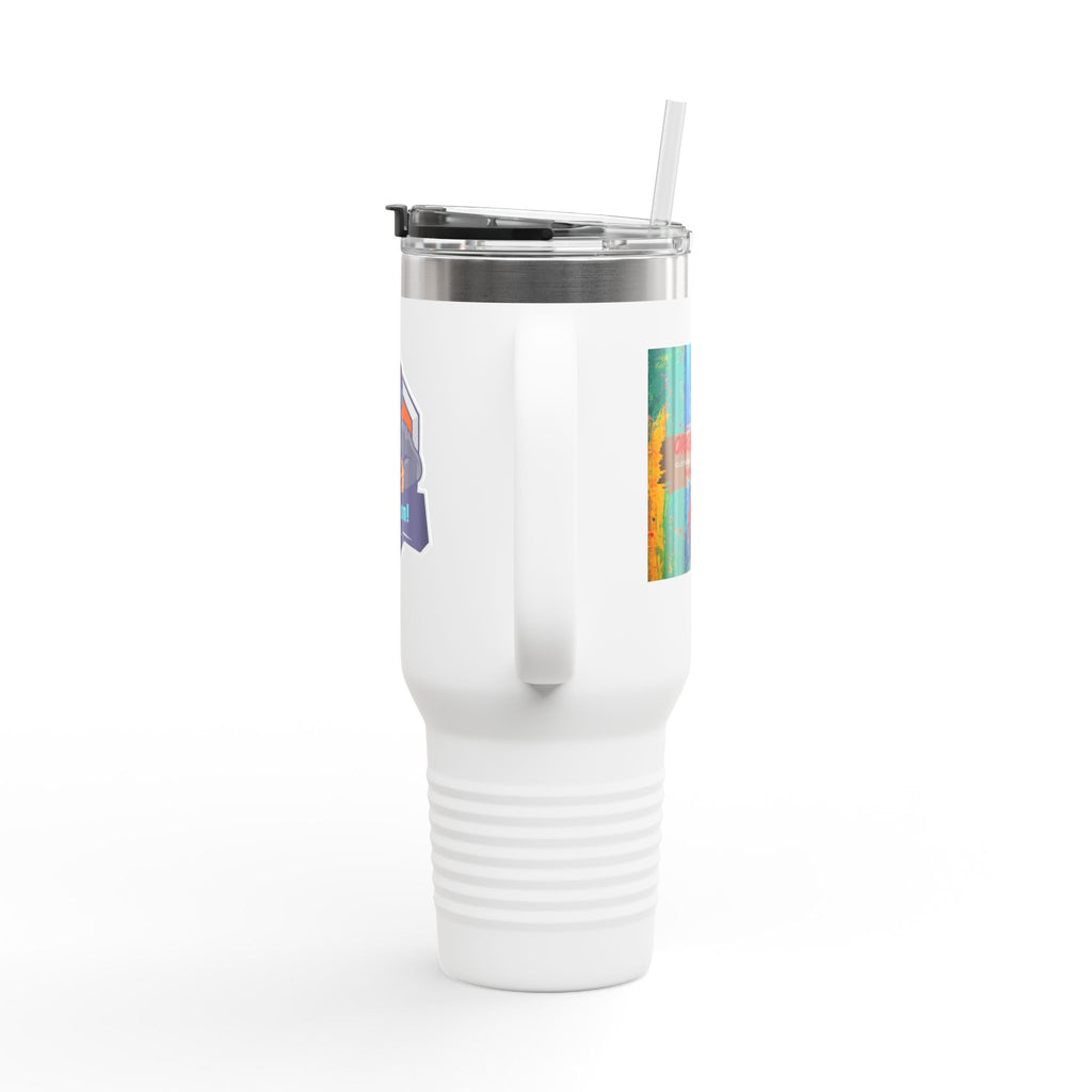 40oz Insulated Travel Mug — Gamer "Game On" Graphic, Thermal Tumbler for Gamers & Streamers