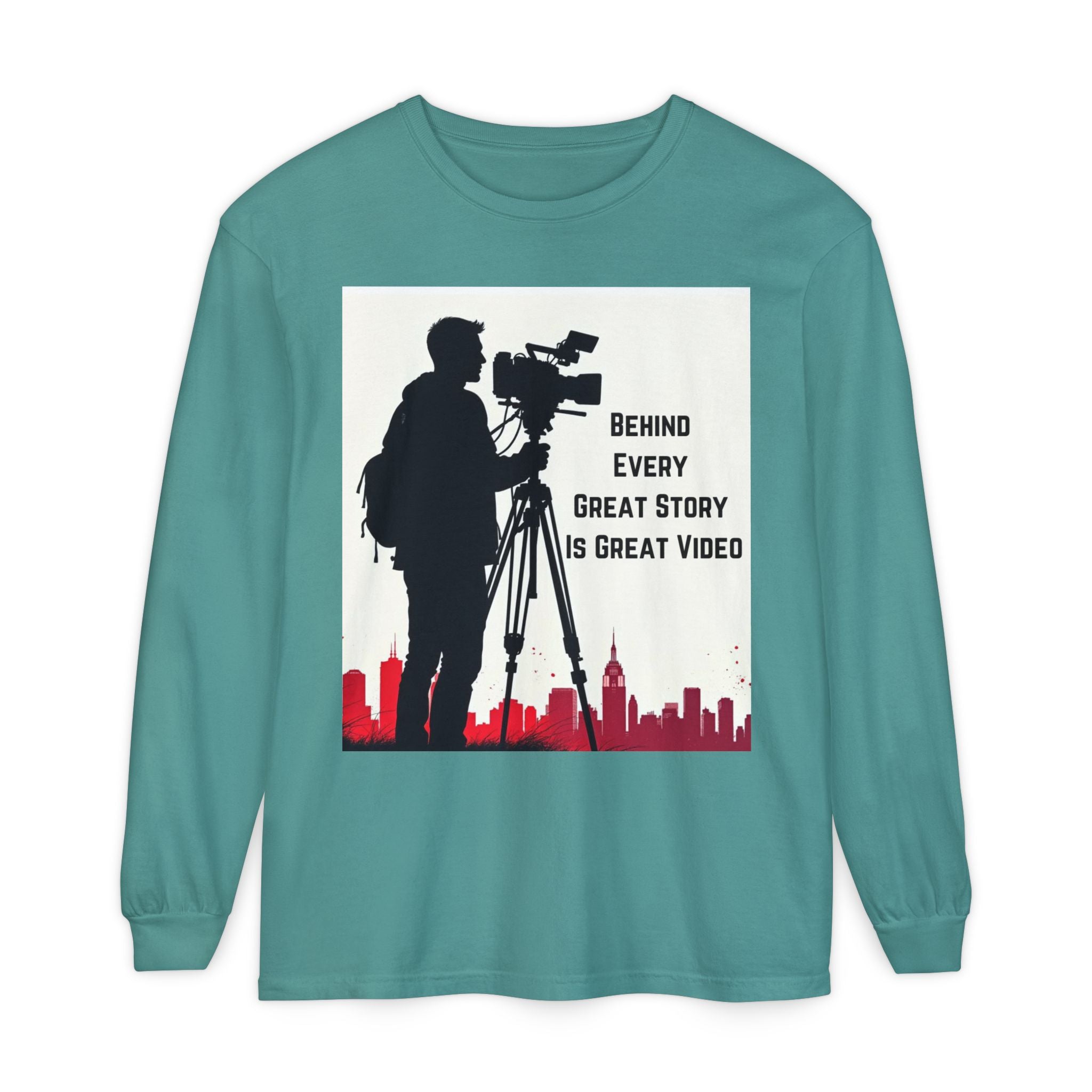 TV News Videographer: Unisex Garment-dyed Long Sleeve T-Shirt