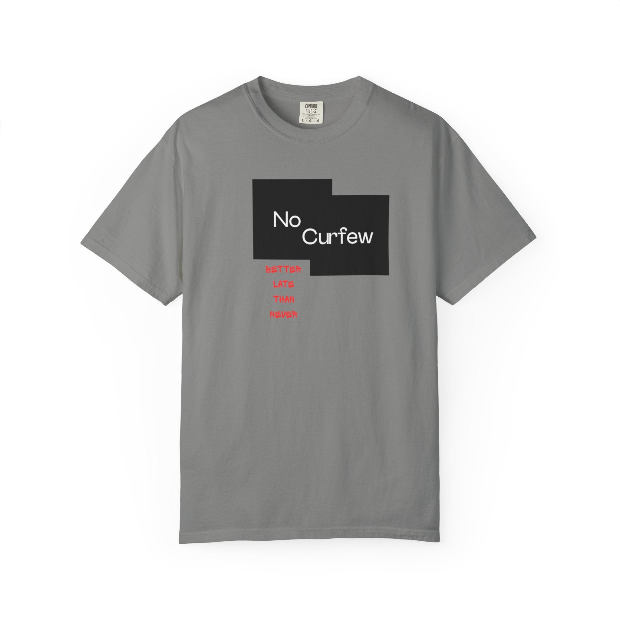 No Curfew Unisex Garment-Dyed T-shirt | Ideal for Teens, Casual Wear, Gifts, Parties, Summer Events