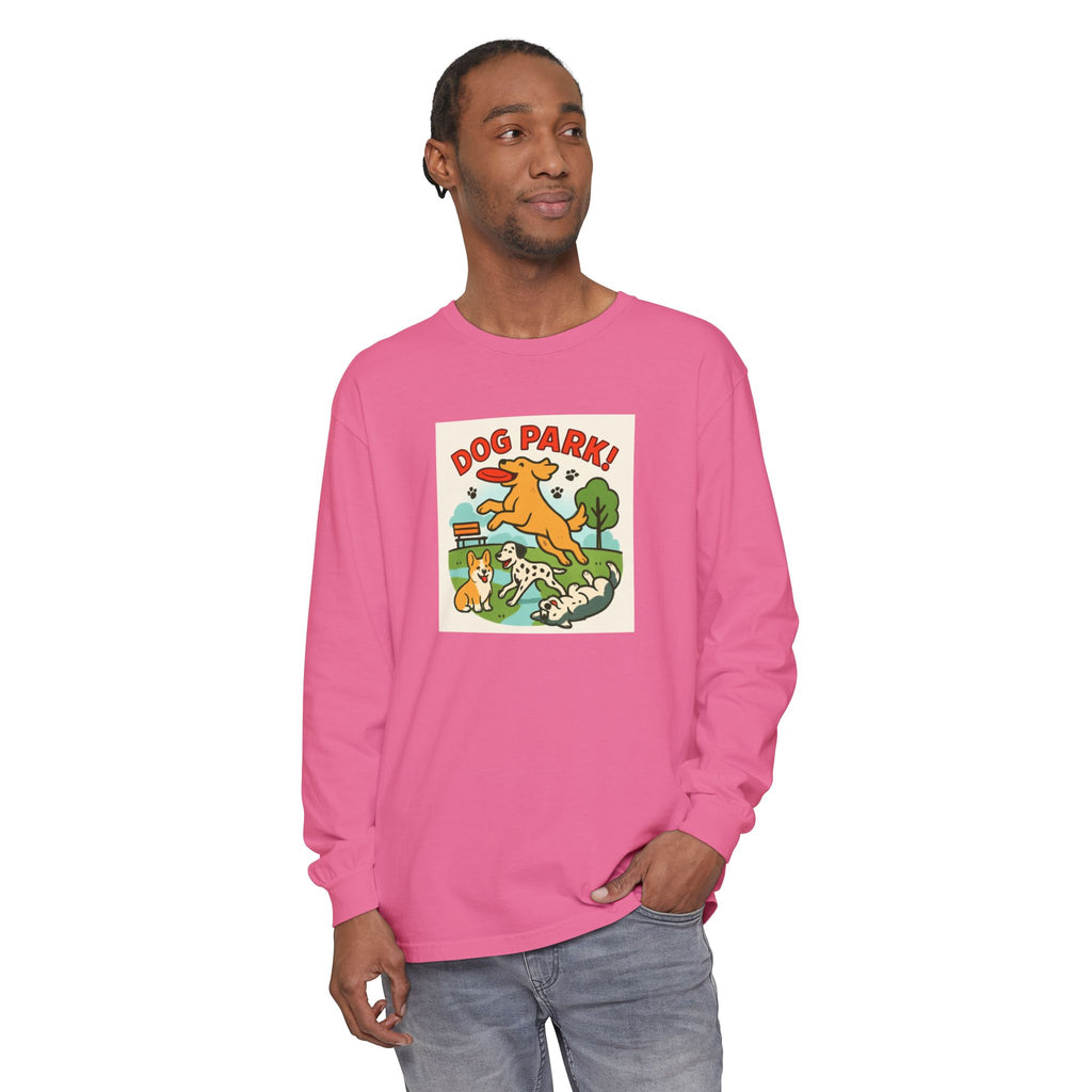 Dog Park Unisex Garment-dyed Long Sleeve T-Shirt