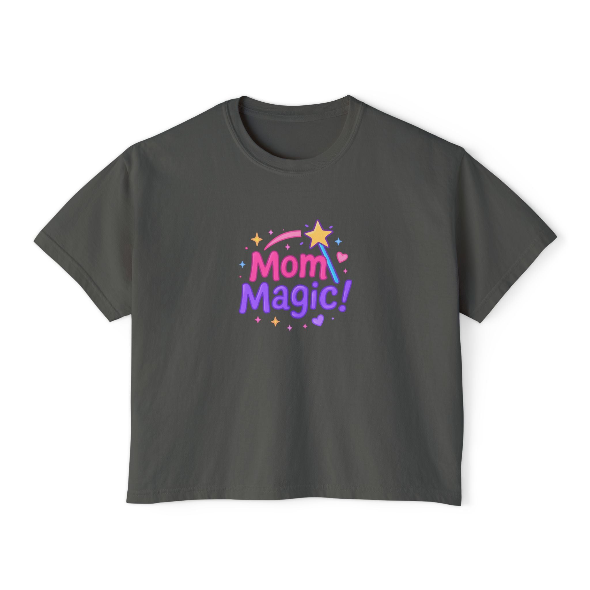 Mom Magic! Women's Boxy Tee — Cute Pastel Mother's Day Graphic Shirt
