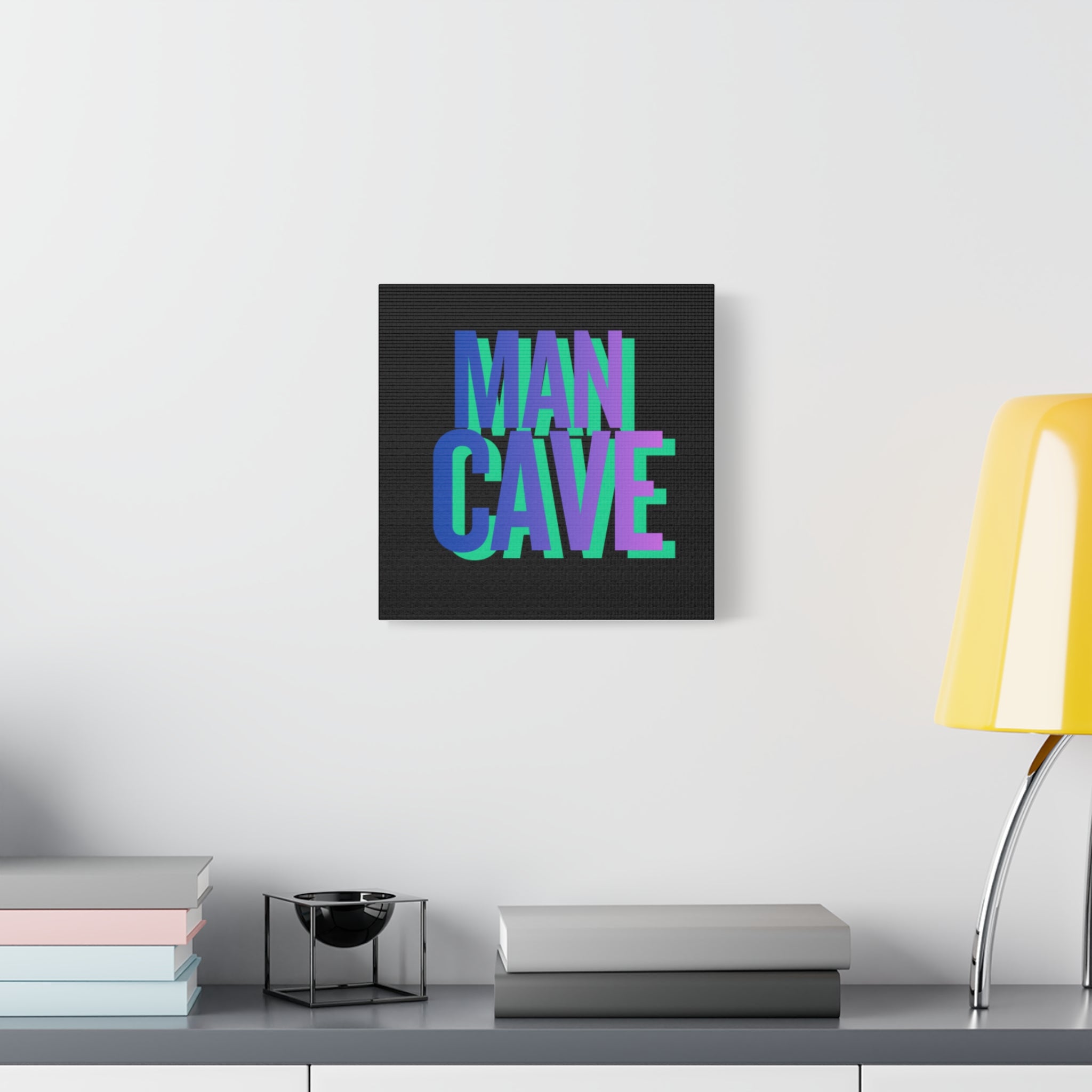 Man Cave Canvas Wall Art — Bold Neon 3D Typography Decor
