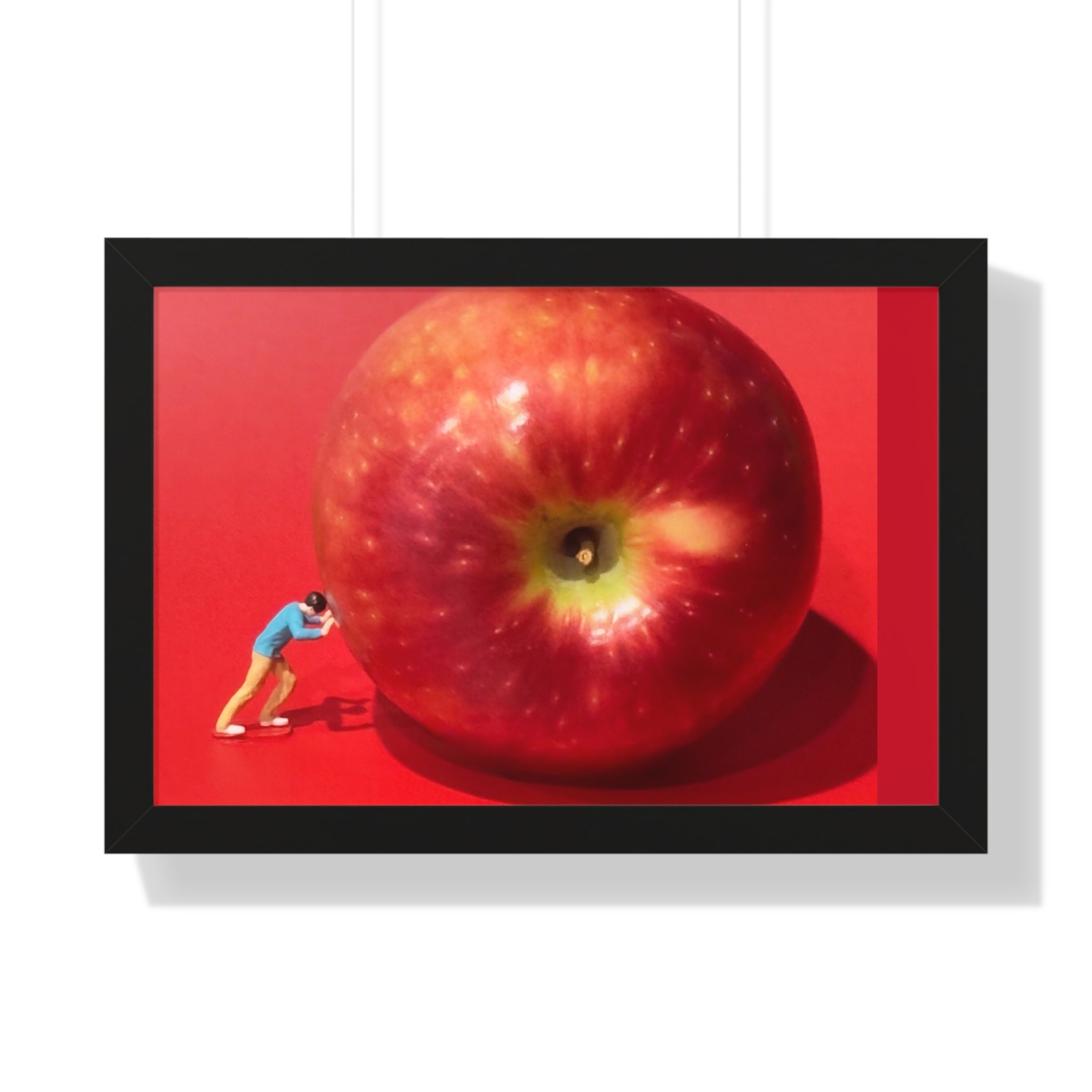 Framed Poster Giant Red Apple (Surreal Wall Art)