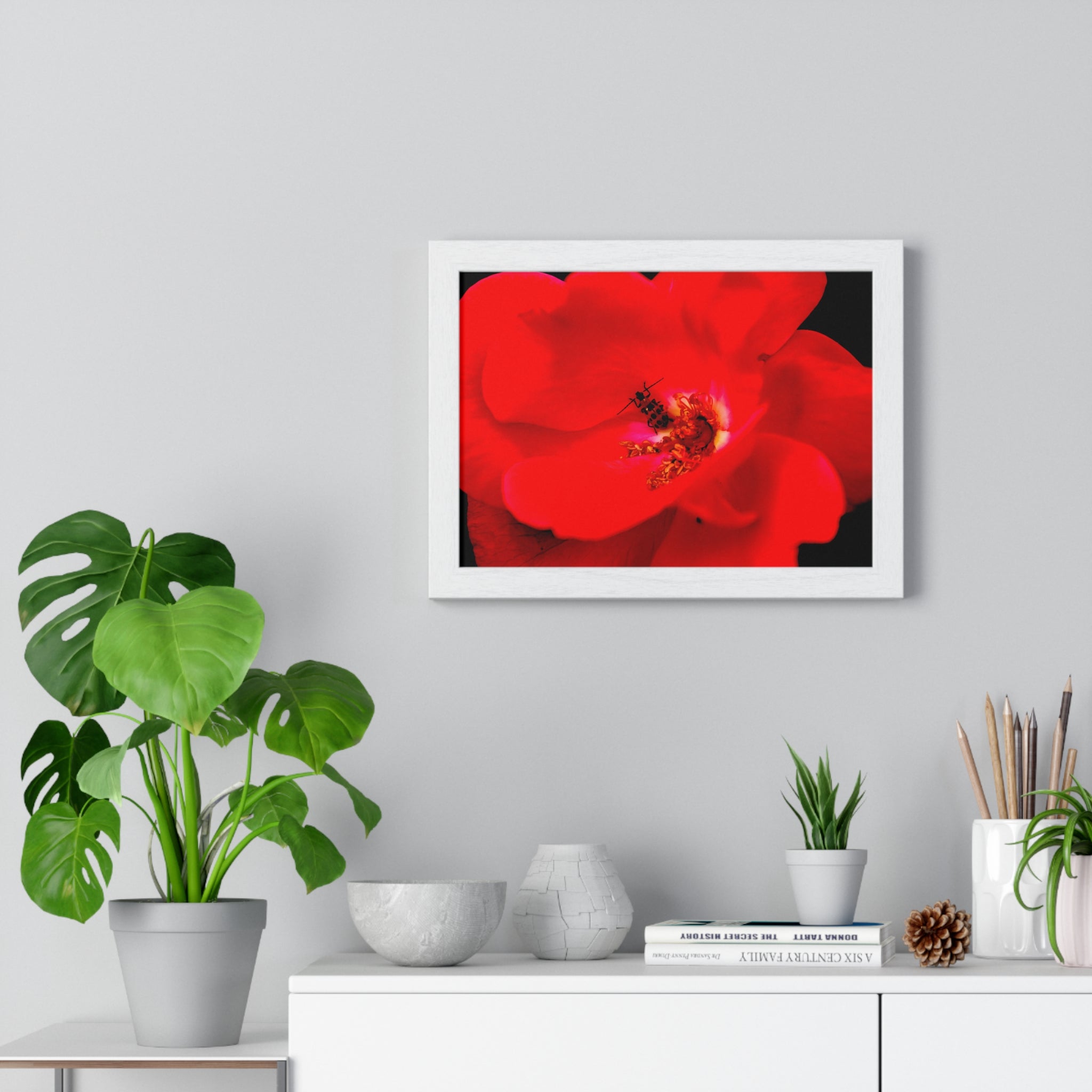 Framed Red Rose Wall Art Poster