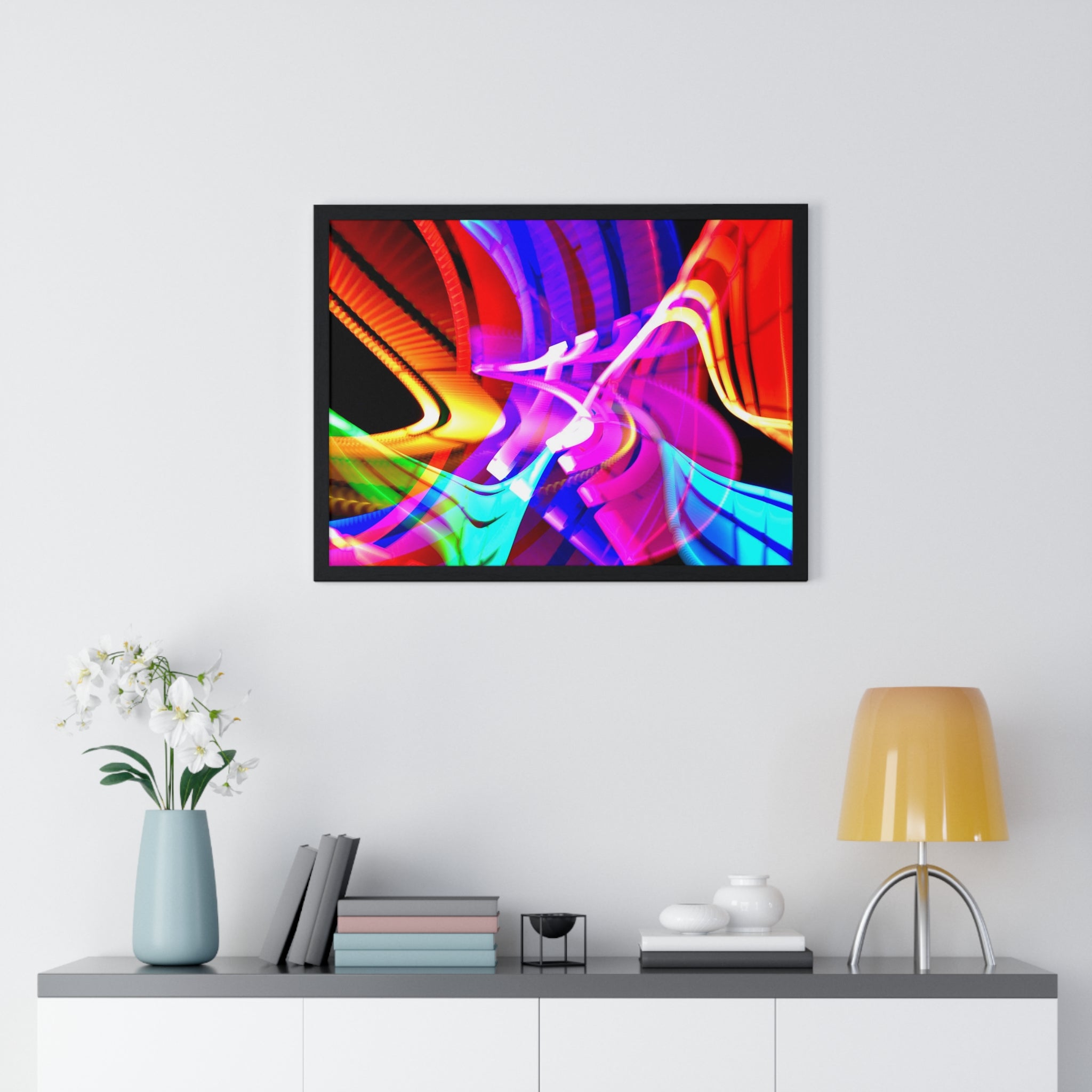 Original Light Painting Photograph Framed Colorful Wall Art