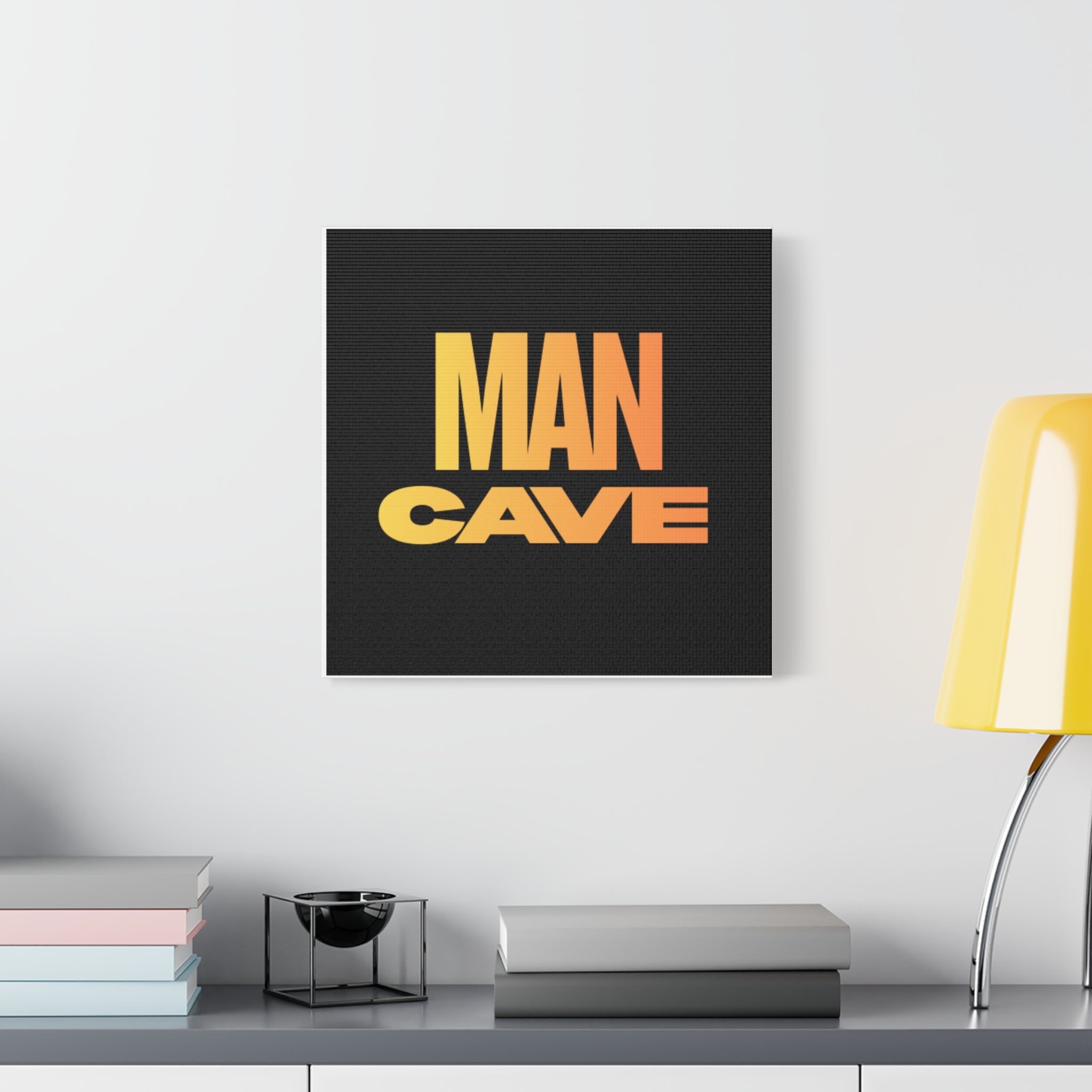 Man Cave Canvas Wall Art — Retro Gradient Typography