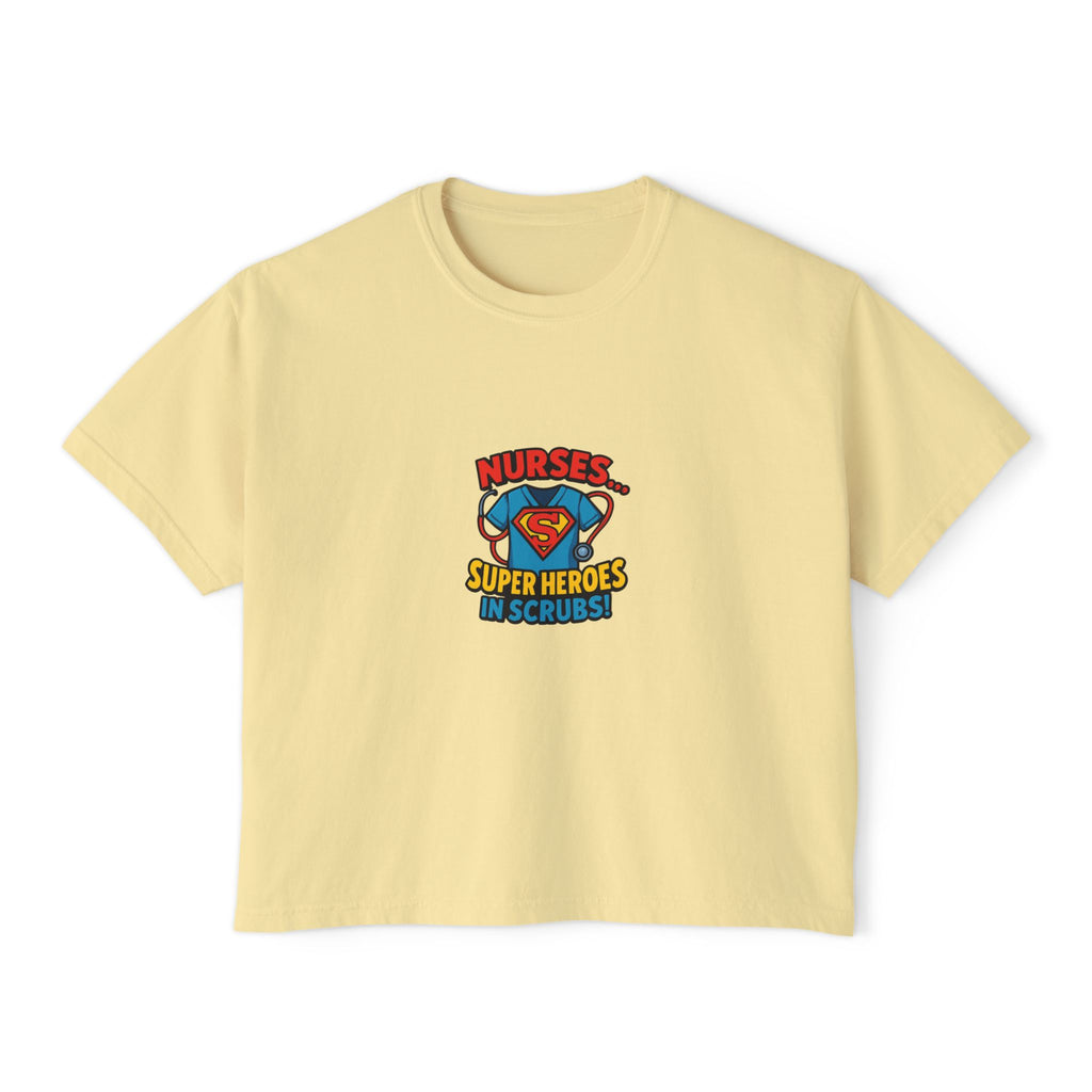 Nurses Superheroes Tee — "Nurses Super Heroes in Scrubs" Women's Boxy T‑Shirt (Casual Gift for Nurses)