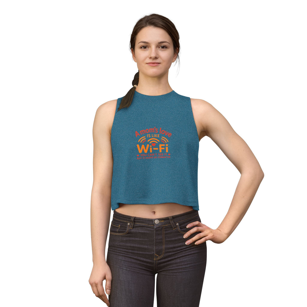 — "A Mom's Love Is Like Wi‑Fi" Mothers Day Graphic Tank Crop Top