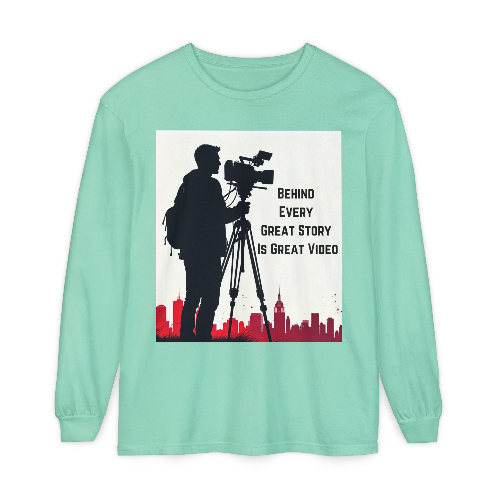 TV News Videographer: Unisex Garment-dyed Long Sleeve T-Shirt