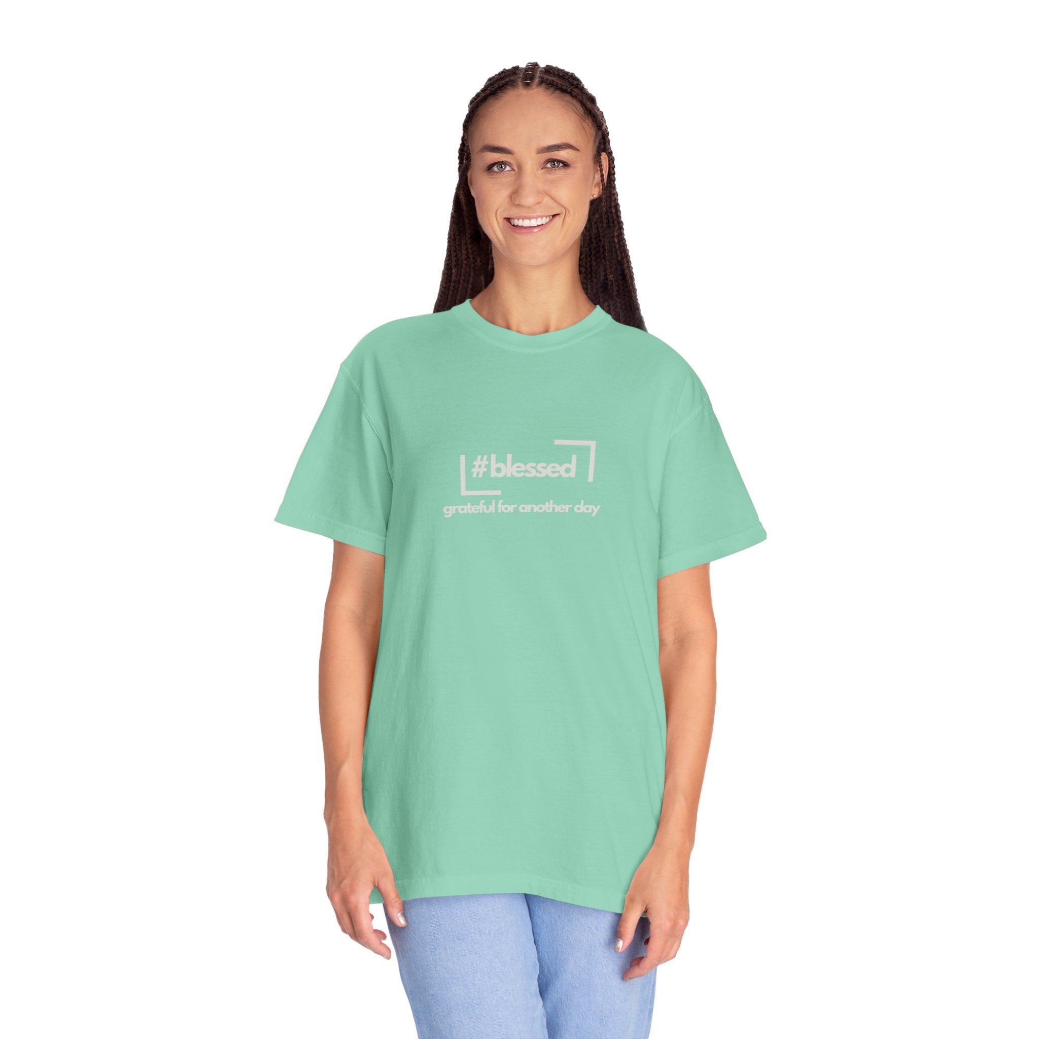 Blessed Hashtag T-Shirt — "#blessed grateful for another day" Casual Graphic Tee
